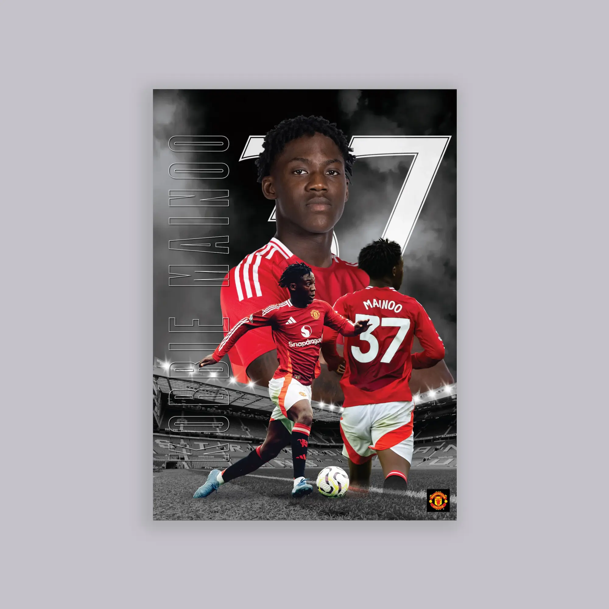 WUNDUR Manchester United Mainoo Core Photo A2 Poster Black