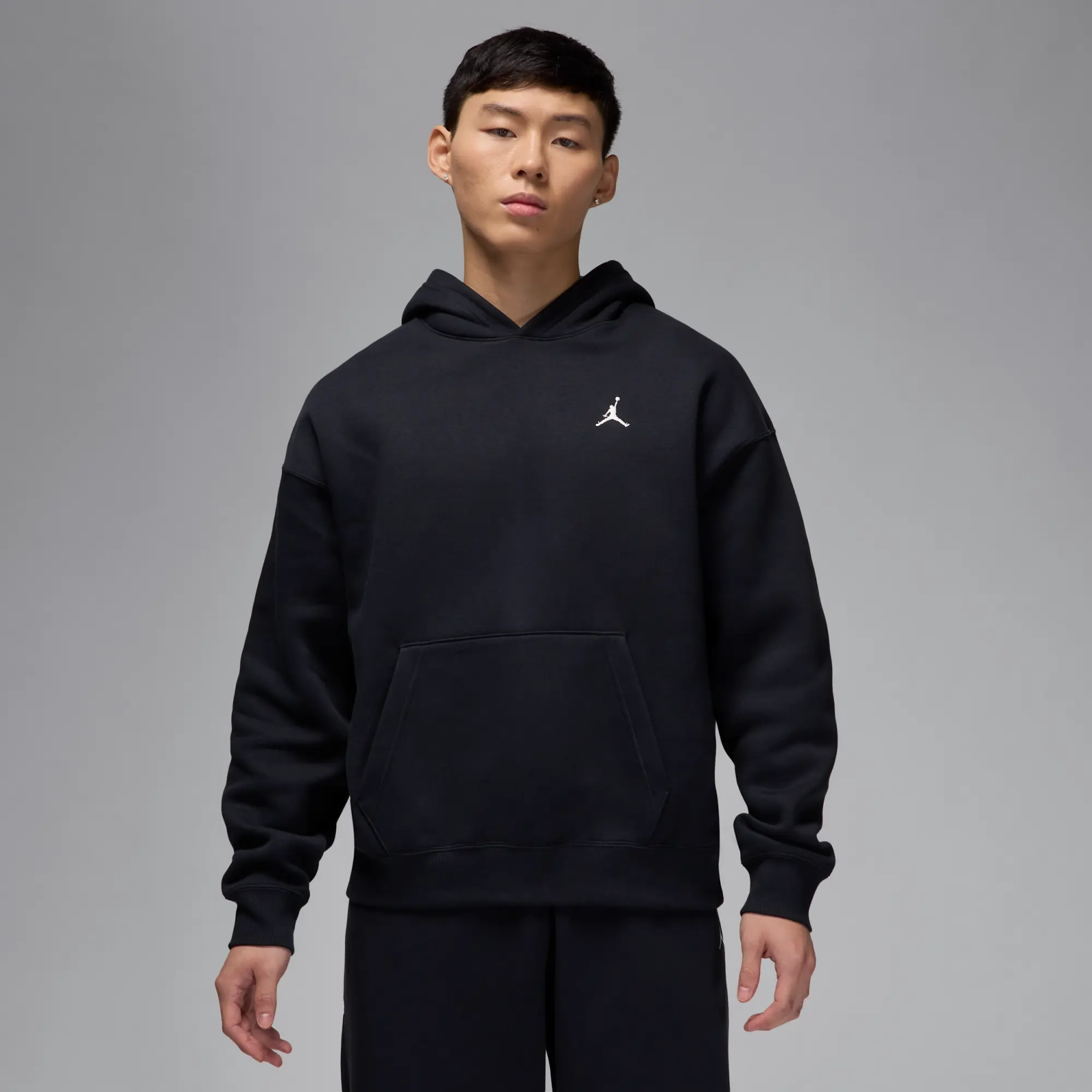 Nike Jordan Brooklyn Fleece Men's Oversized Pullover Hoodie - Black - Cotton/Polyester
