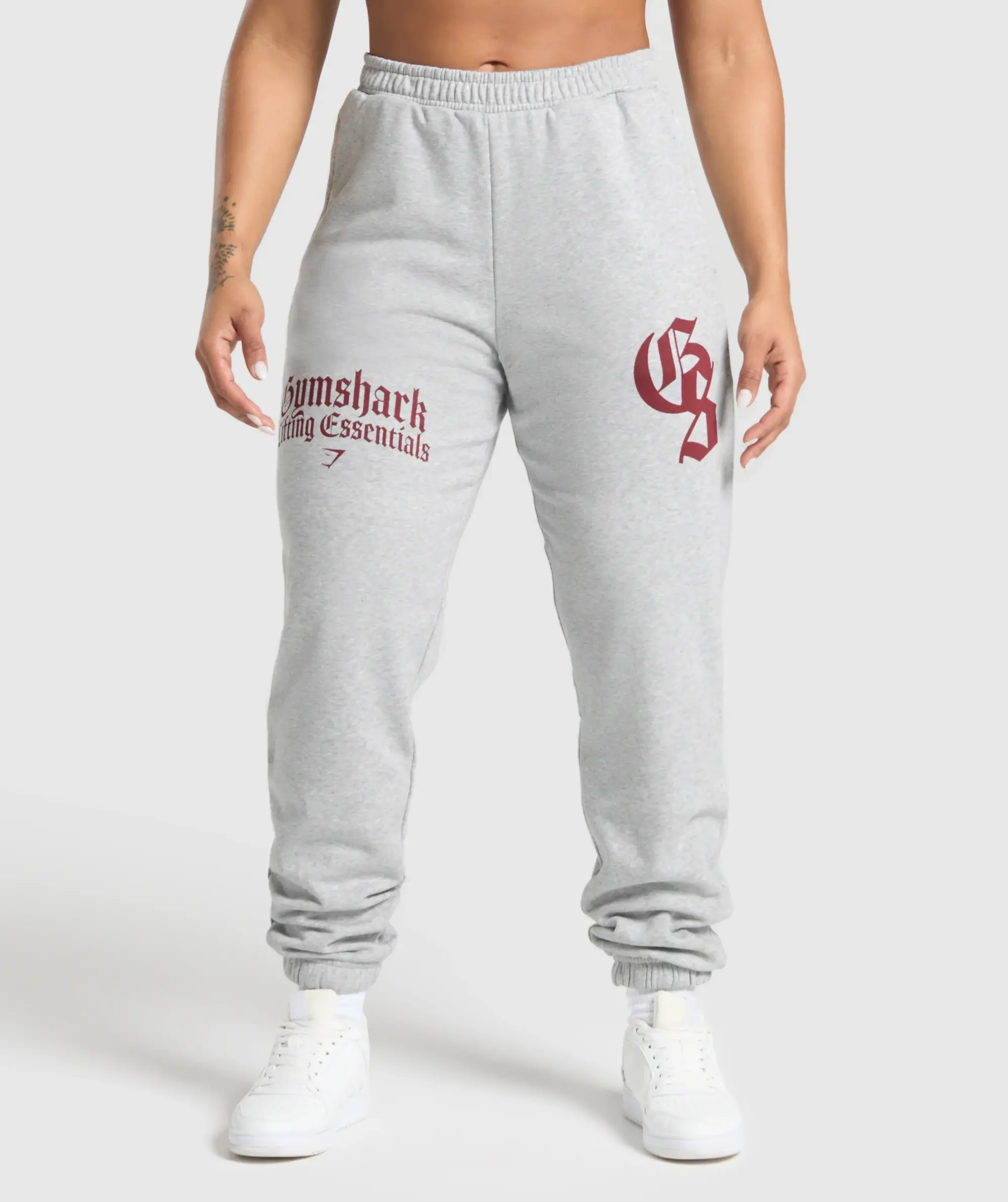 Gymshark Lifting Essentials Oversized Joggers - Light Grey Core Marl