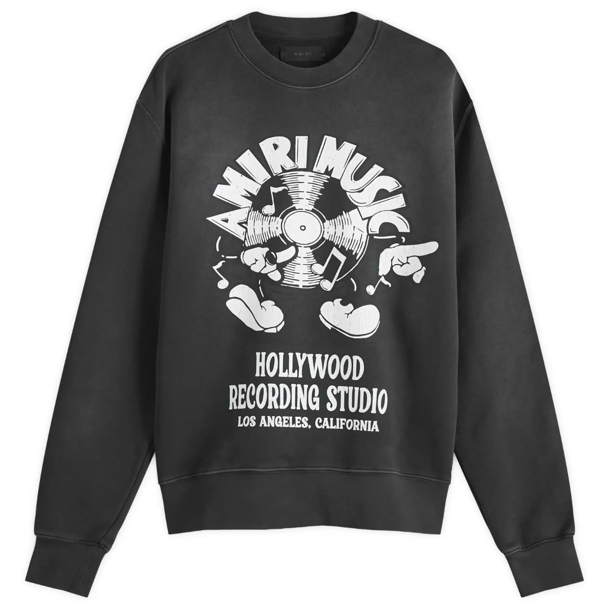AMIRI Men's Music Record Crewneck Sweatshirt Black