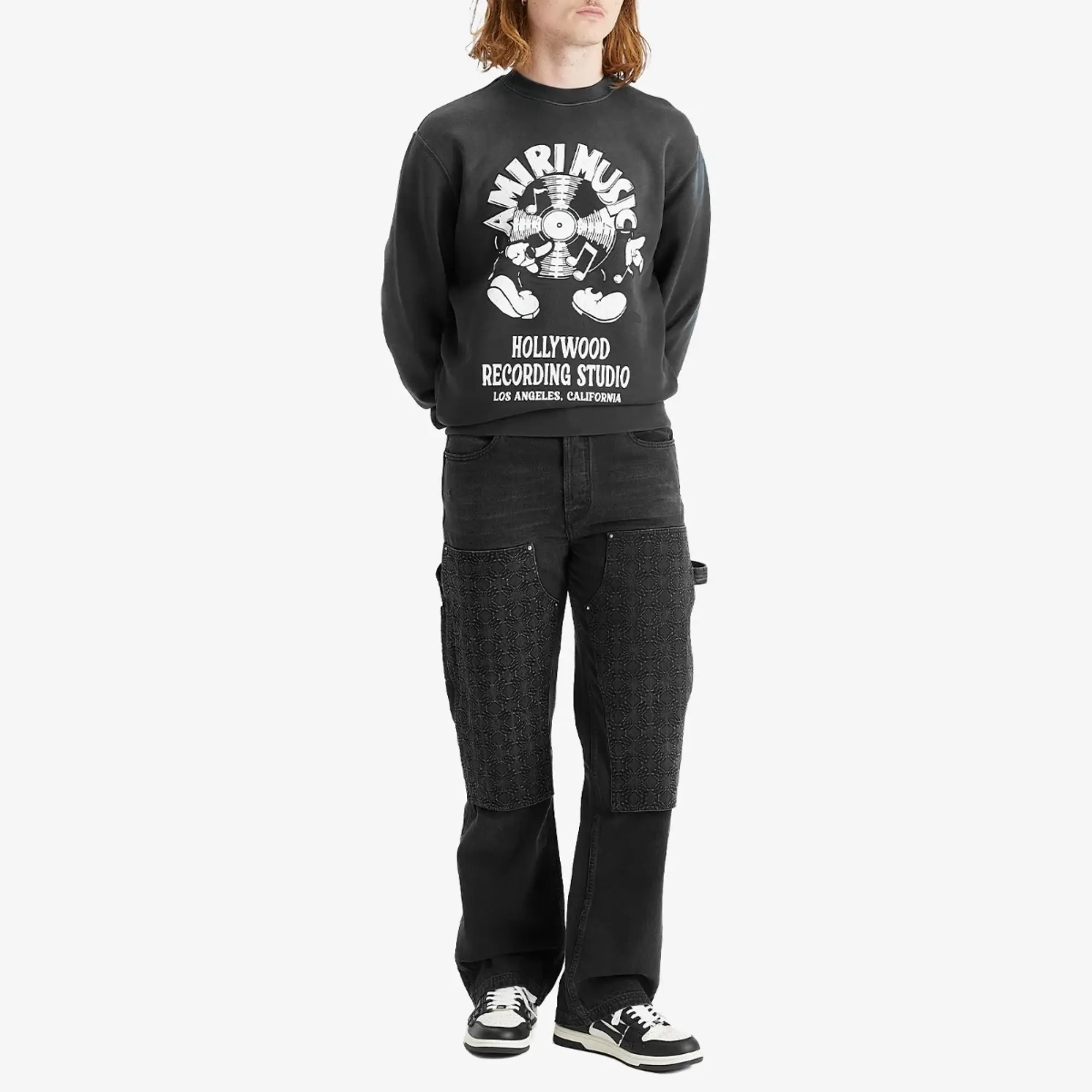 AMIRI Men's Music Record Crewneck Sweatshirt Black