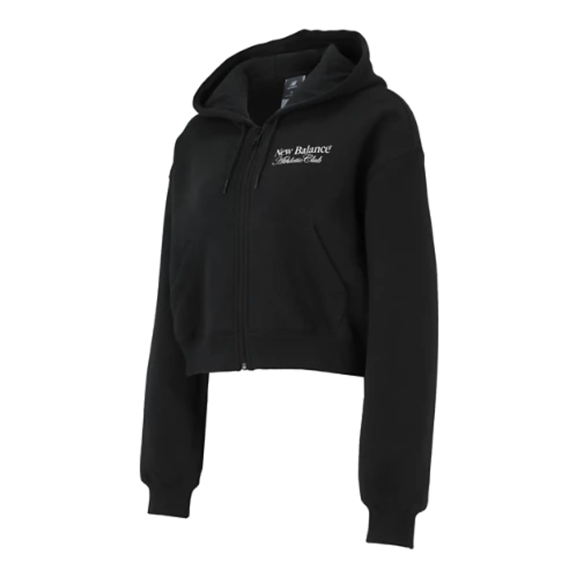 New Balance Women's Waist Length Full Zip Hoodie in Black Cotton