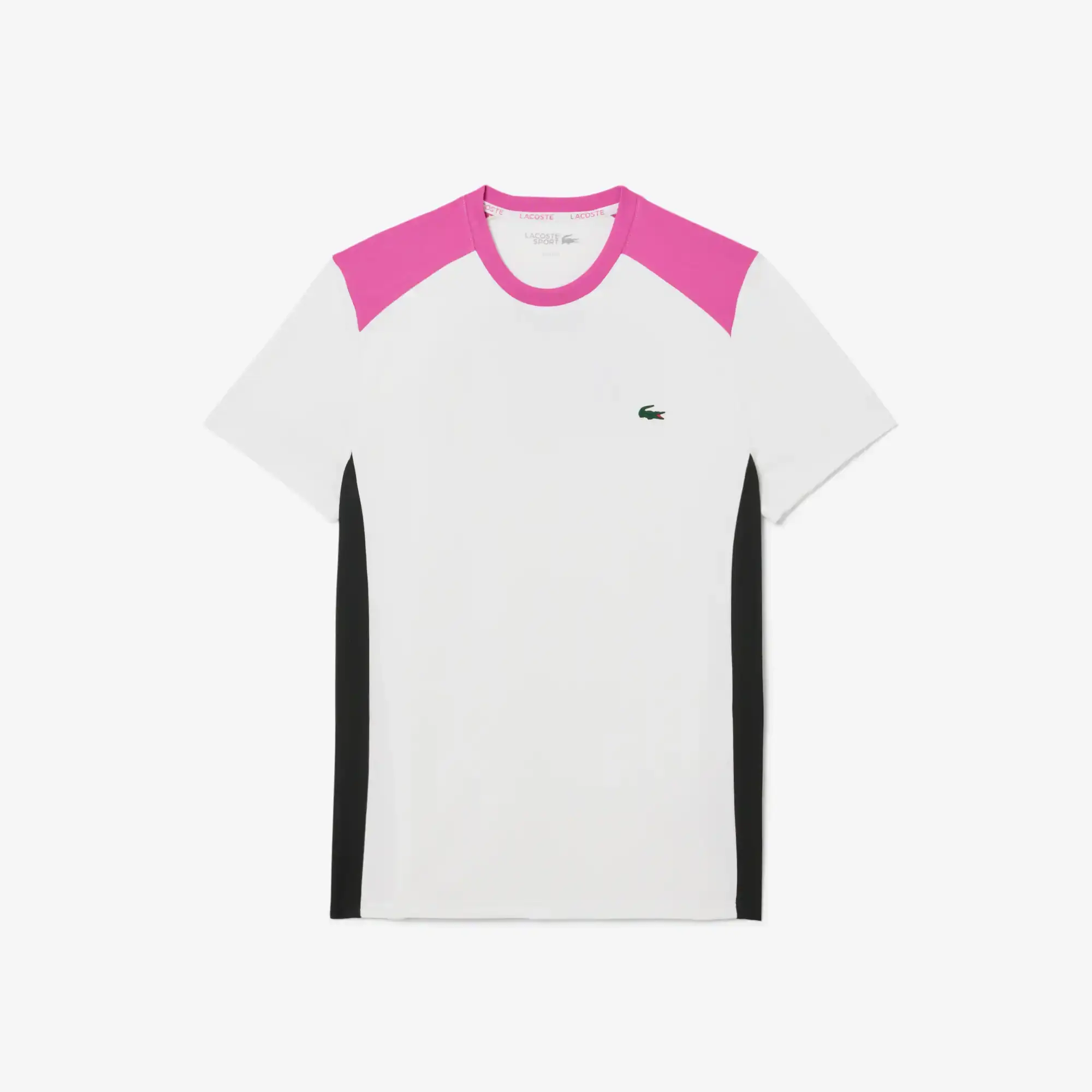 Lacoste XL Print Colour-Block Sport T-shirt - White / Black / Pink