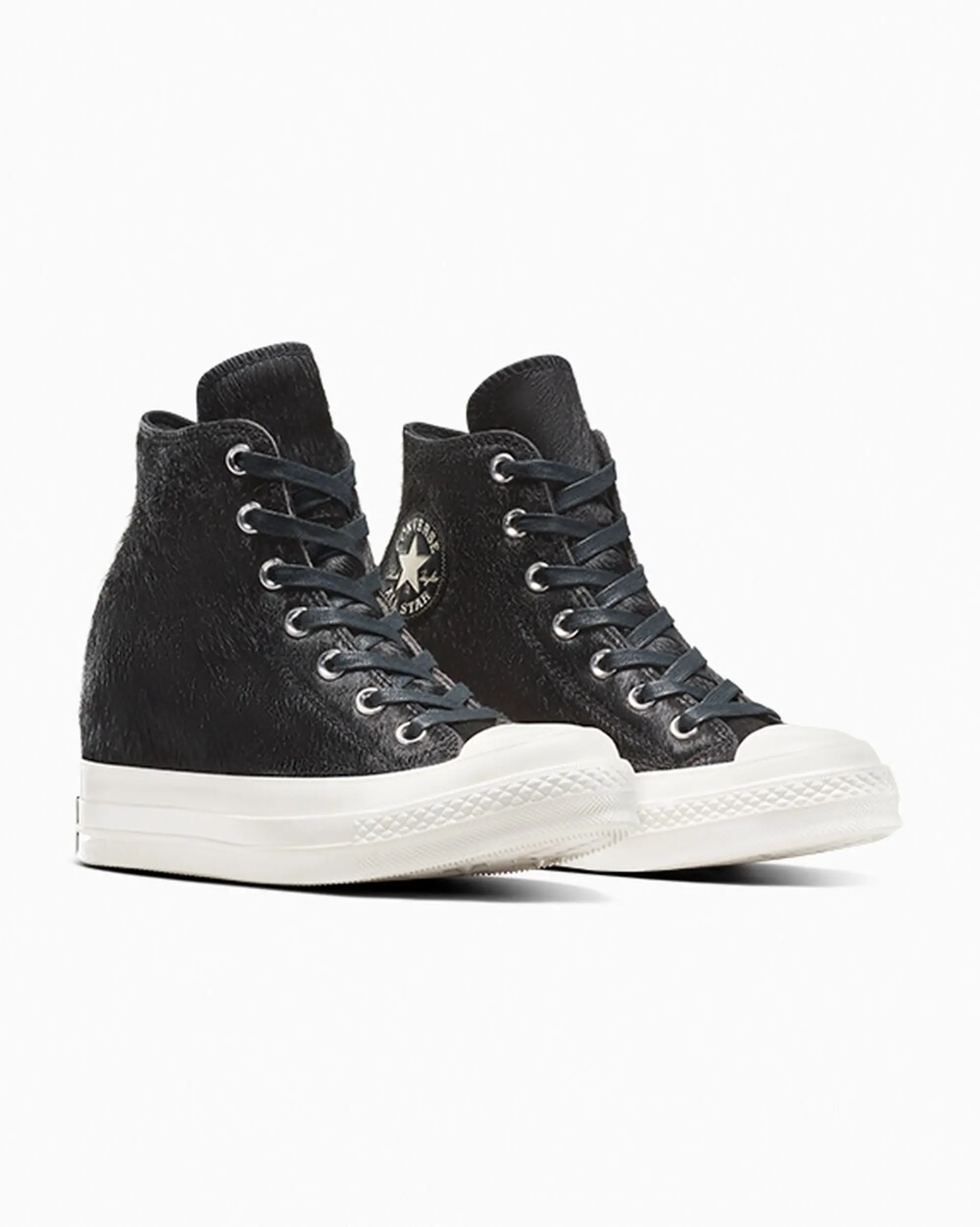 Converse Chuck 70 Wedge Platform Luxe Pony Hair - Black, White