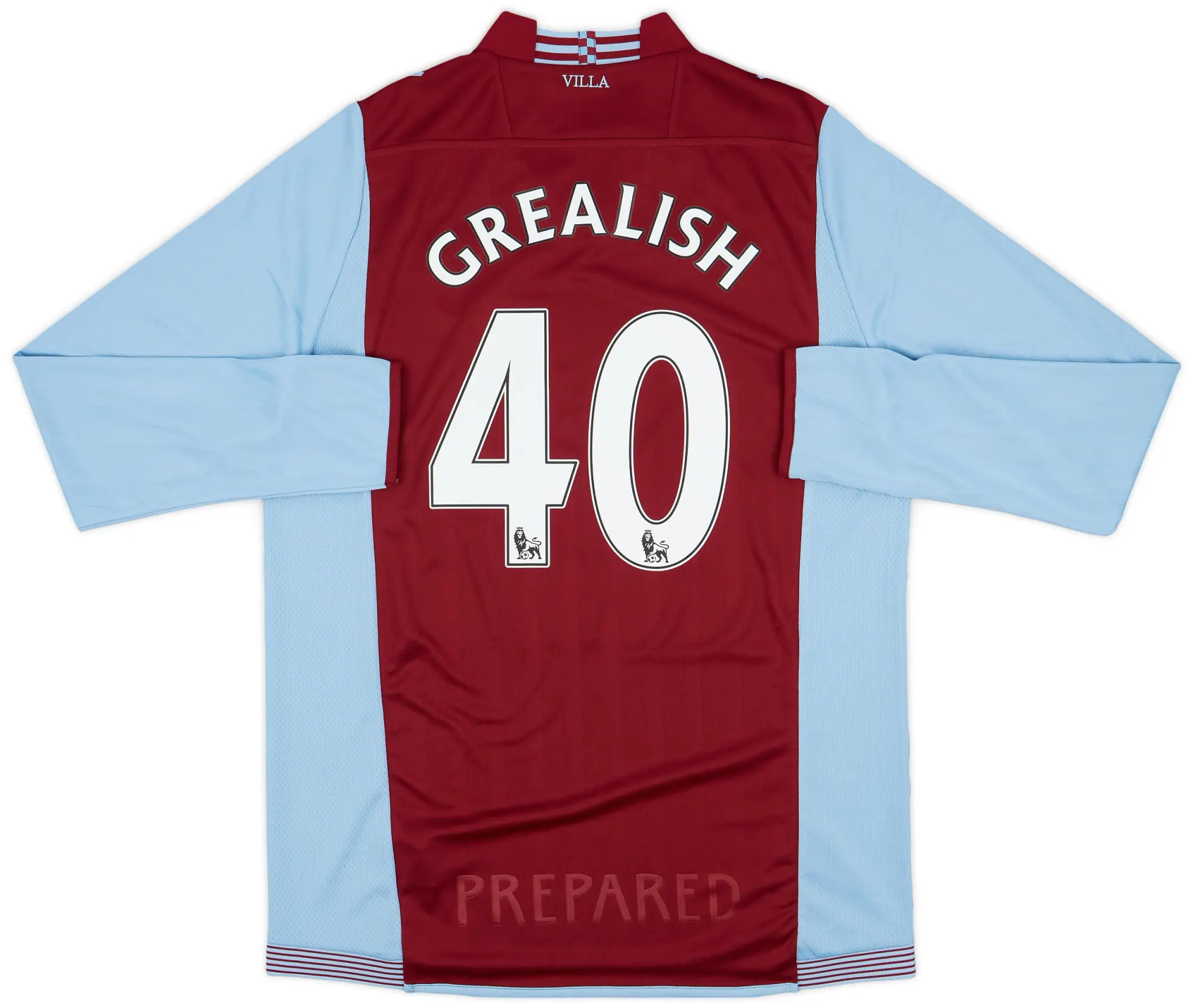 Macron 2013-14 Aston Villa Home L/S Shirt Grealish #40 - 9/10 - (XXL)