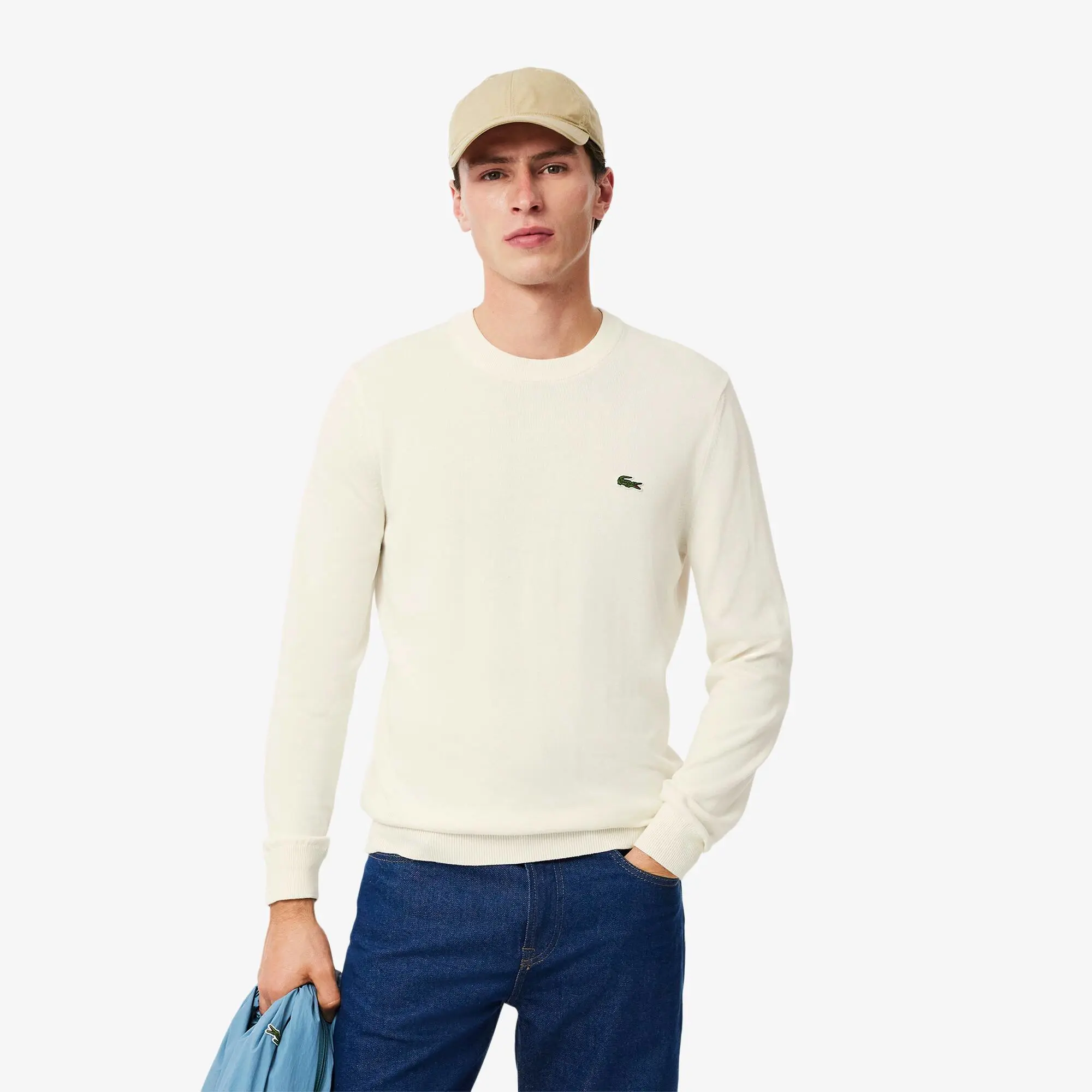 Lacoste Monochrome Crew Neck Sweater - White