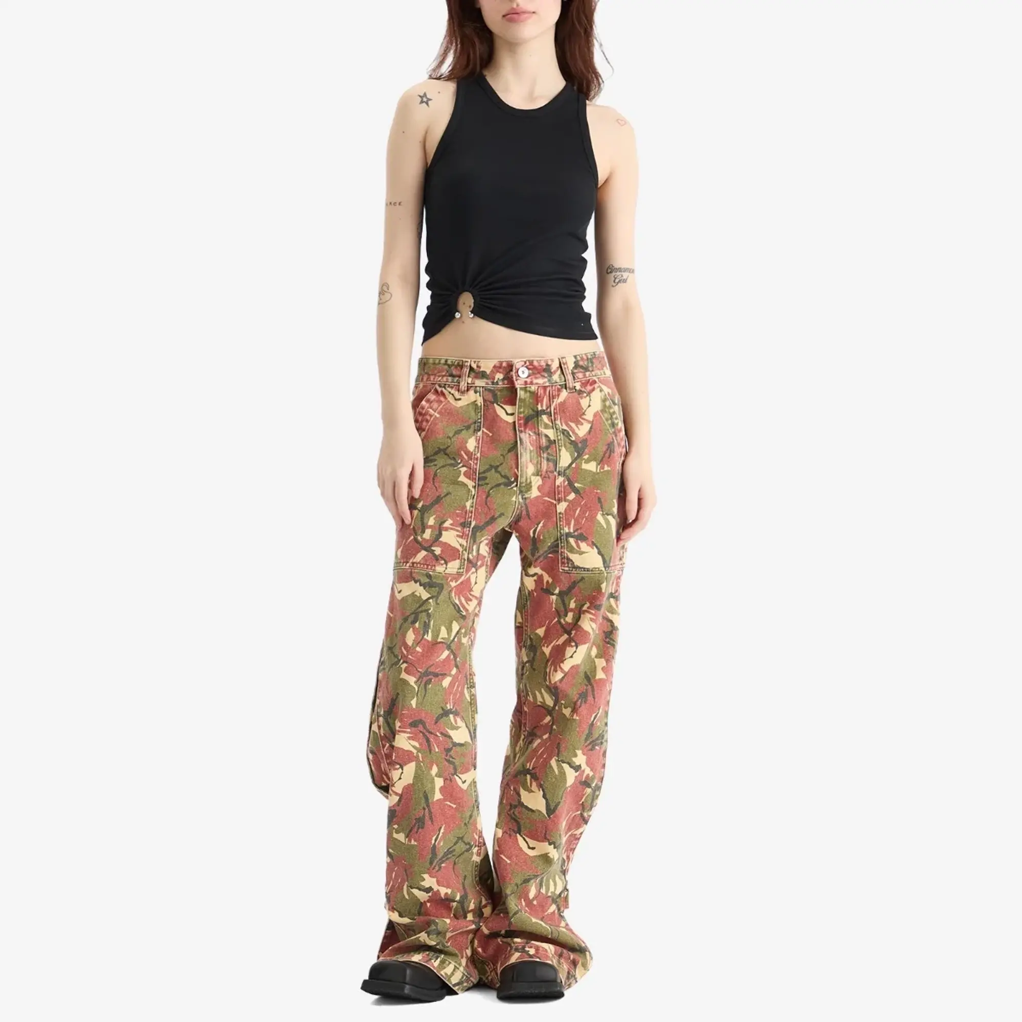 Paco Rabanne Women's Camo Trousers Camouflage Beige&Kaki&Br