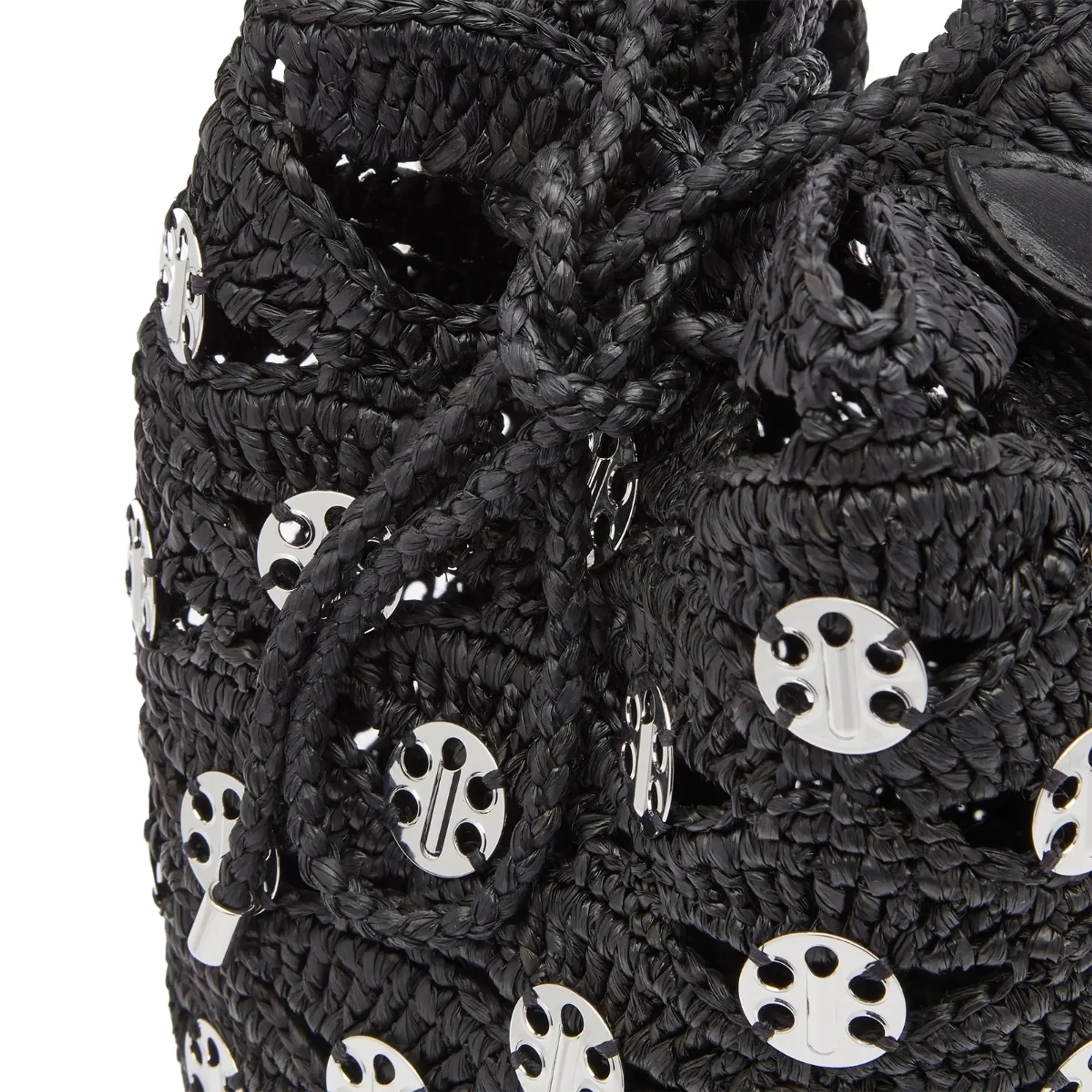 Paco Rabanne Women's Raffia Bucket Bag Black&Silver