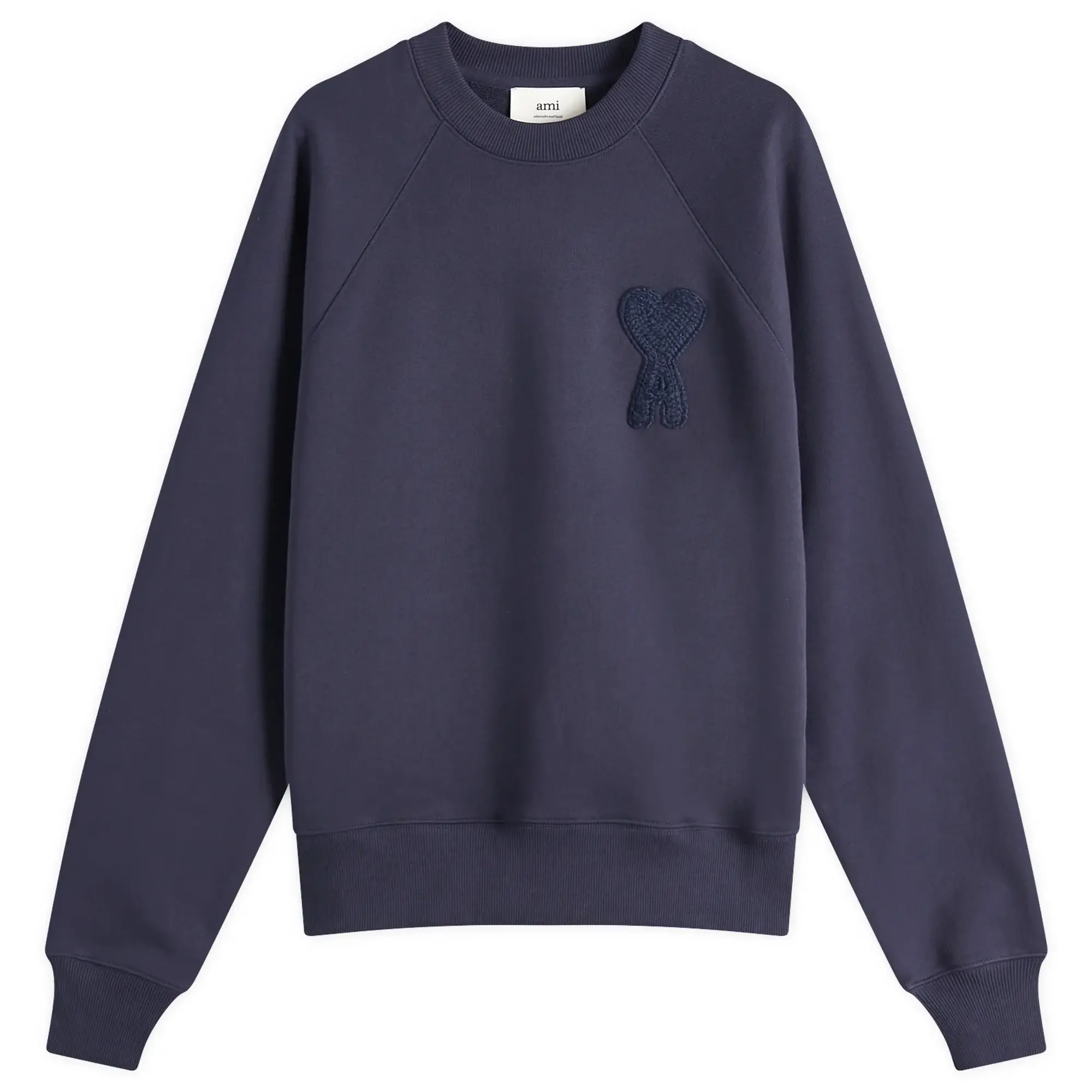 AMI Paris Men's Woven Logo Sweatshirt Navy Blue