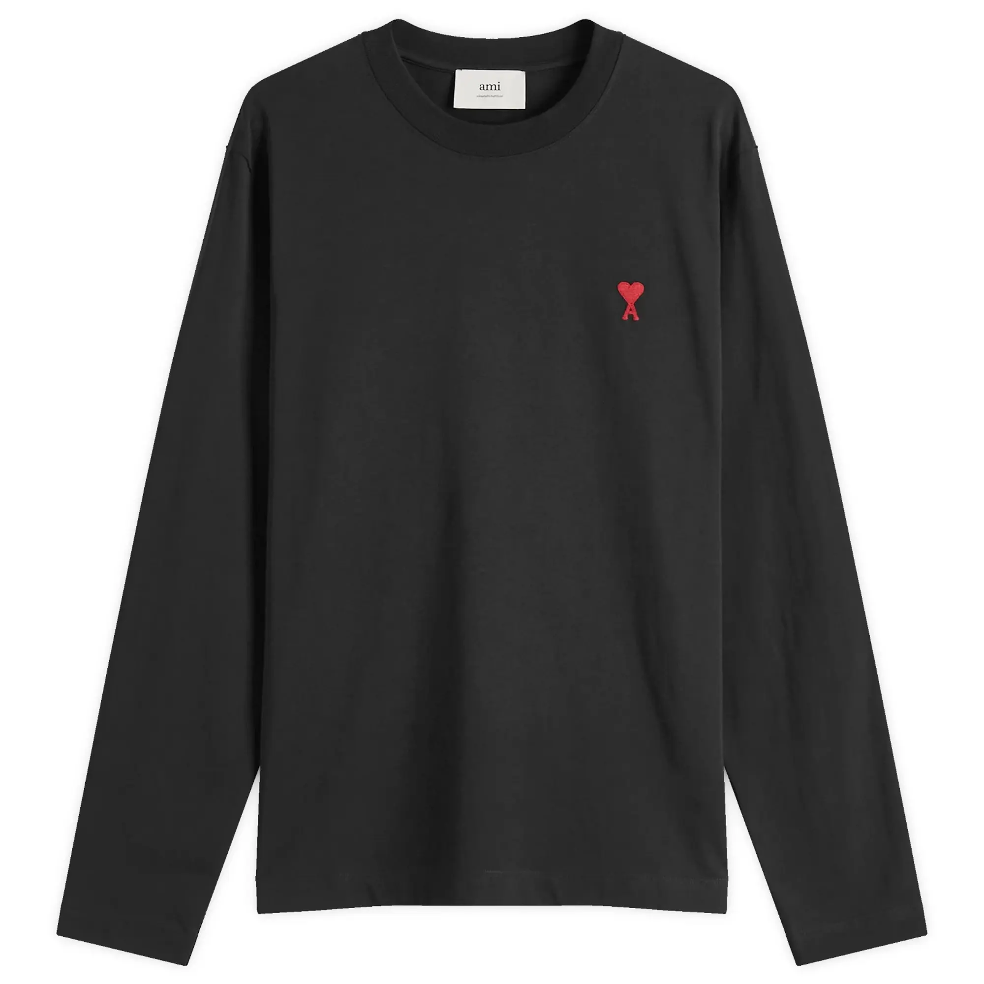 AMI Paris Men's Small Red ADC Classic Long Sleeve T-Shirt Black