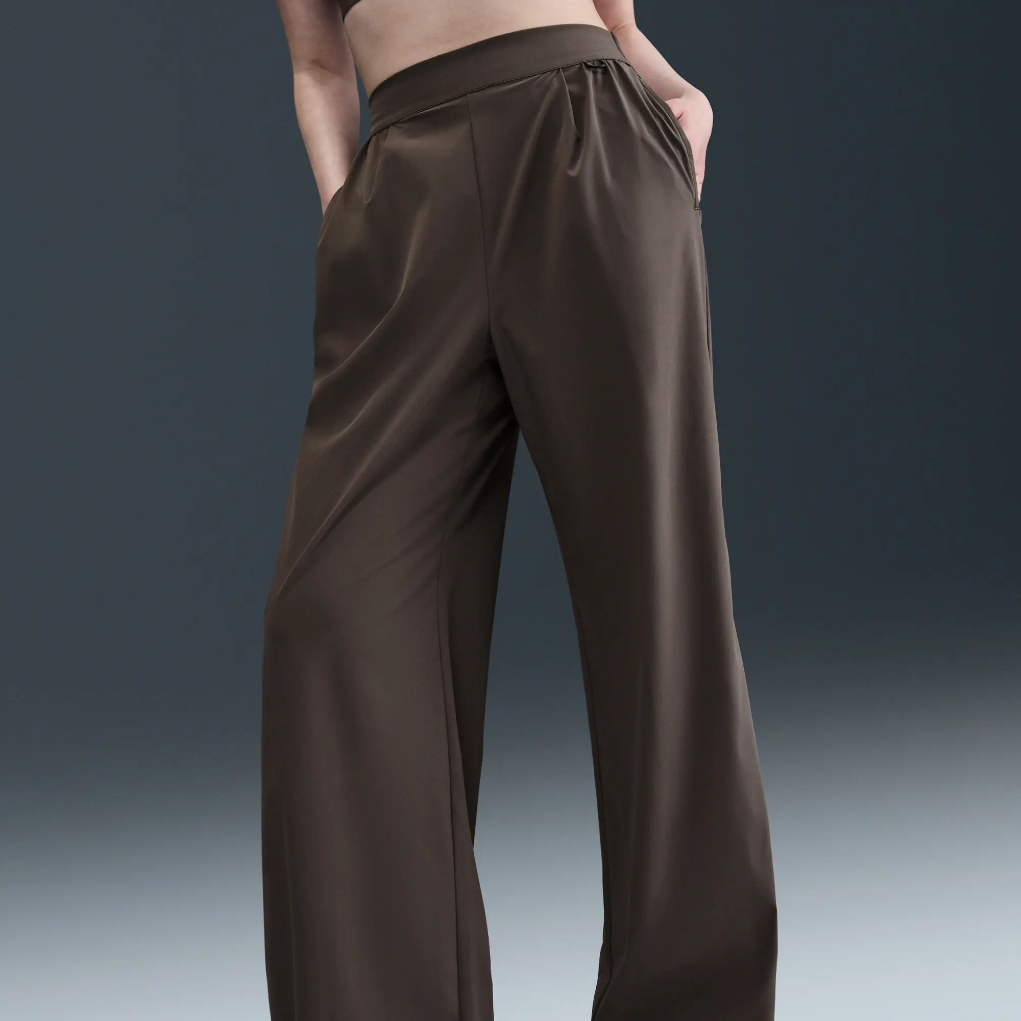 Nike 24.7 PerfectStretch Women's Dri-FIT High-Waisted Loose Wide-Leg Trousers - Brown - Polyester/Elastane