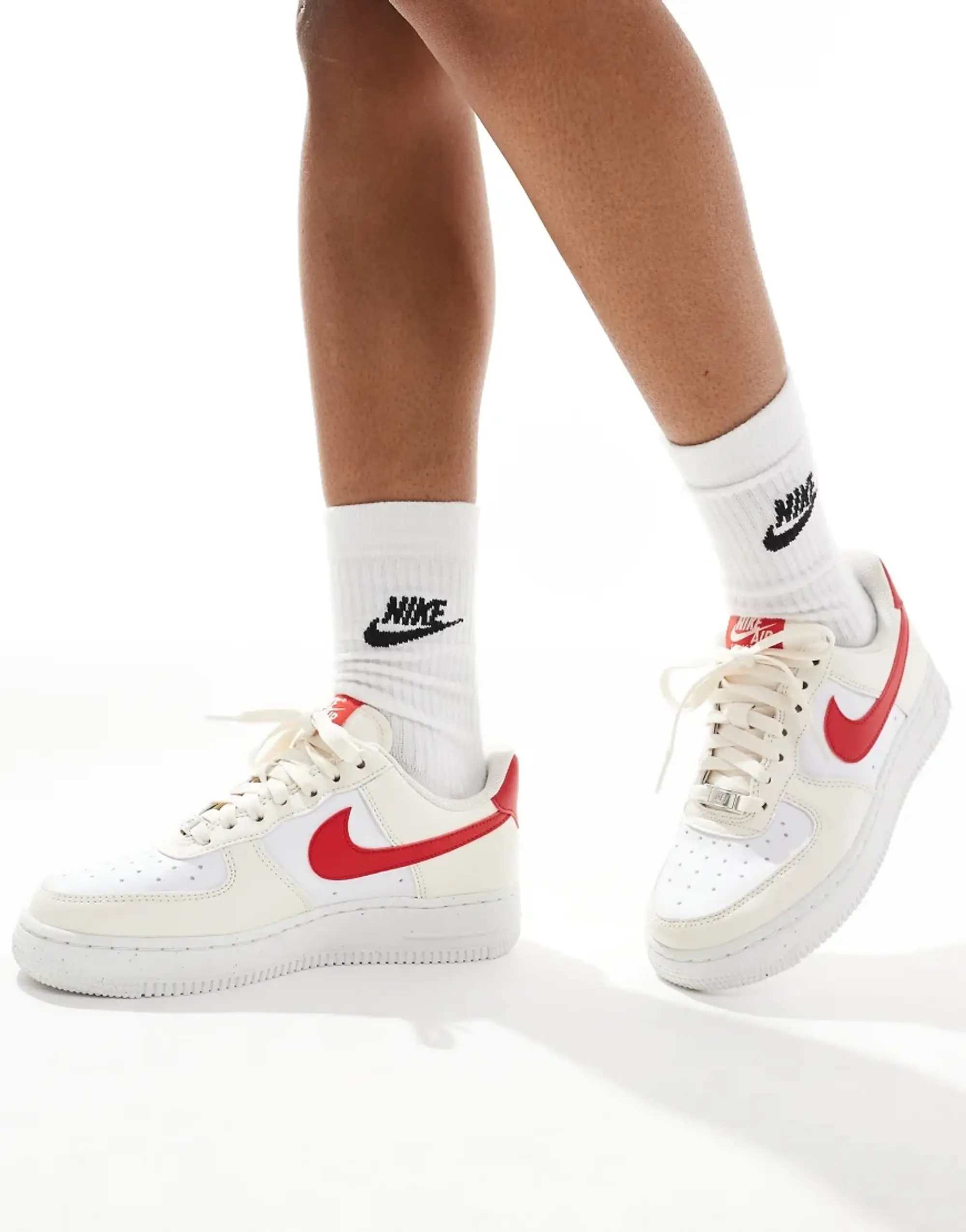 Nike Air Force 1 '07 Nn Trainers In Off-White And Red