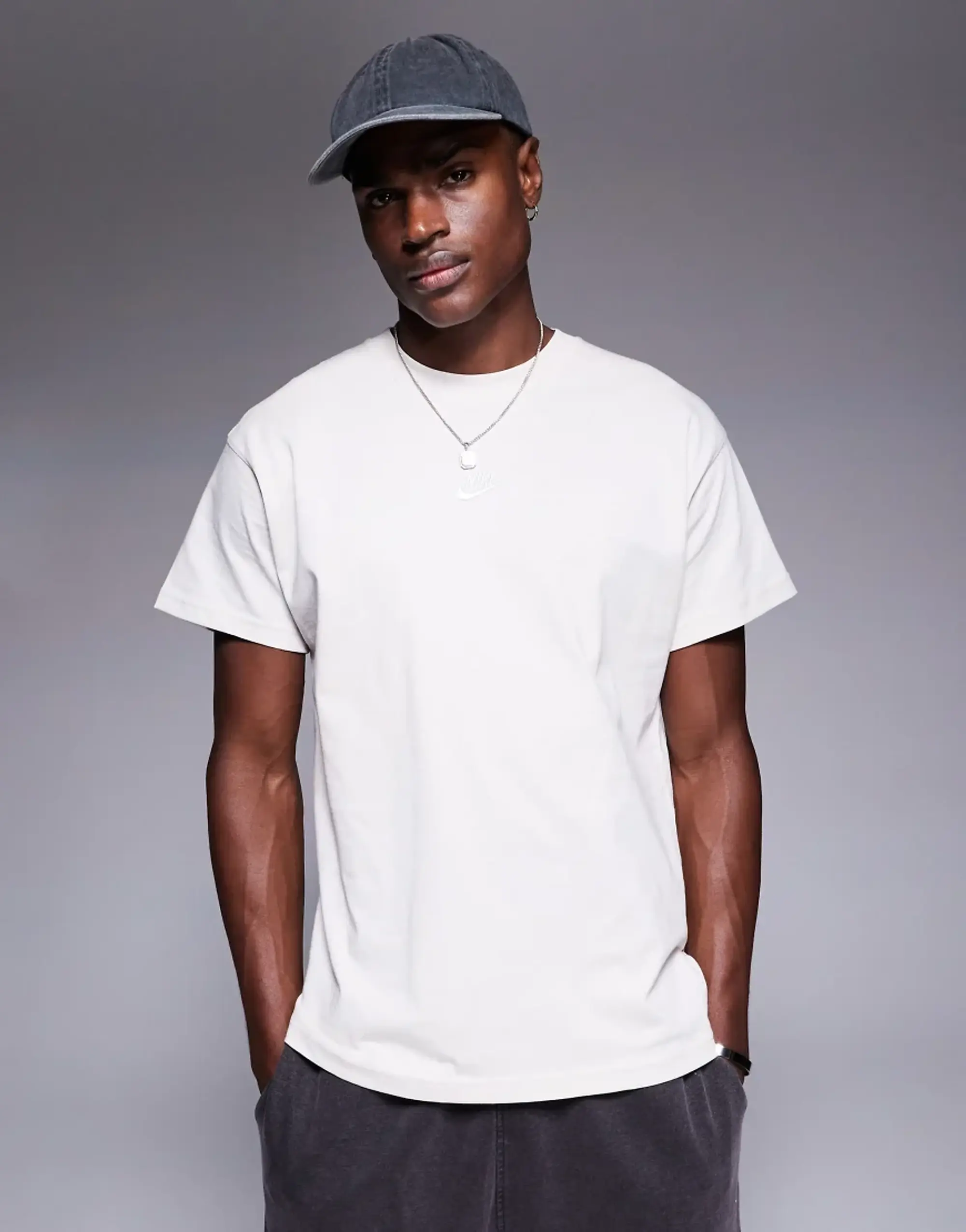 Nike Club T-Shirt In Oatmeal-White