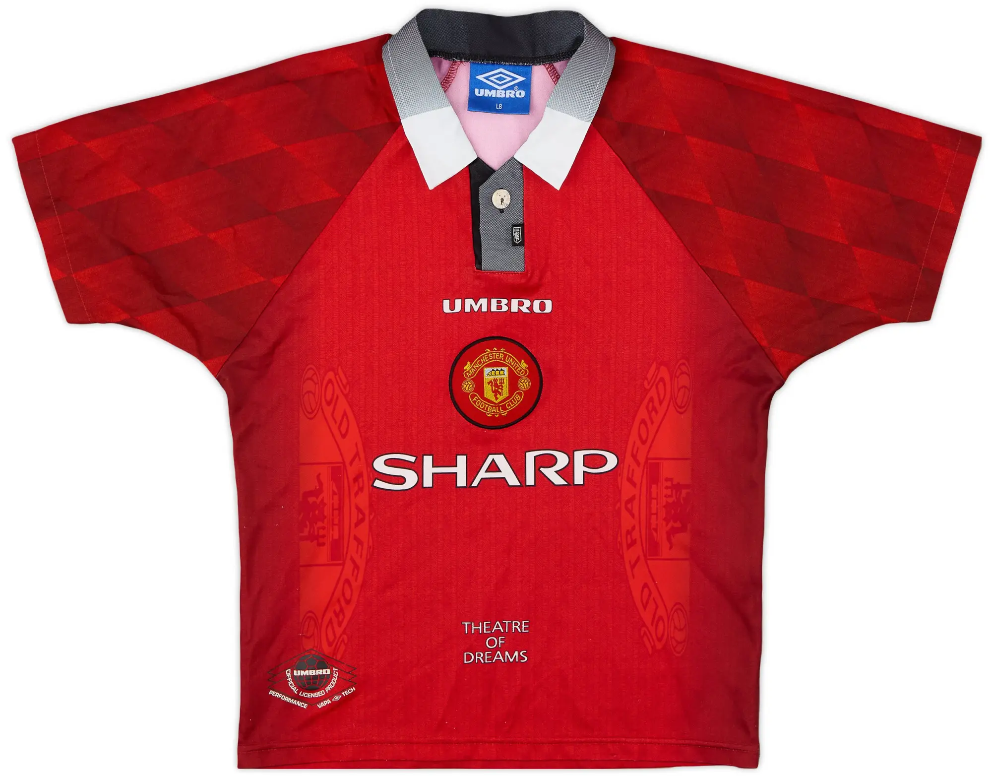 Umbro 1996-98 Manchester United Home Shirt - 7/10 - (L.Boys)