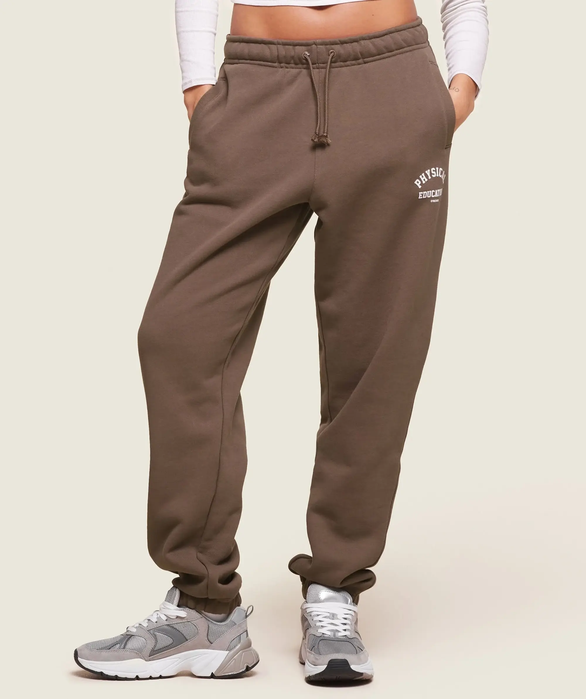 Gymshark Phys Ed Logo Sweatpants - Penny Brown