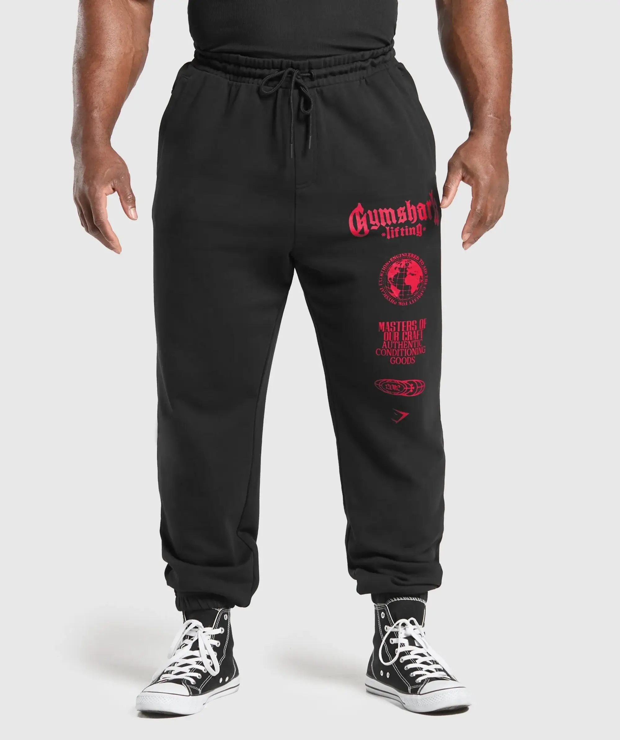 Gymshark Global Lifting Oversized Essential Joggers - Black/Conditioning Red