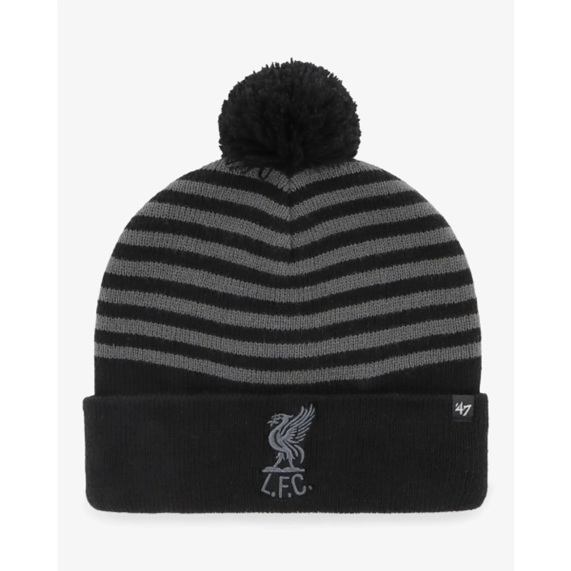 Liverpool FC LFC 47 Shankly Blackout Cuff Knit Stripe Bobble Hat