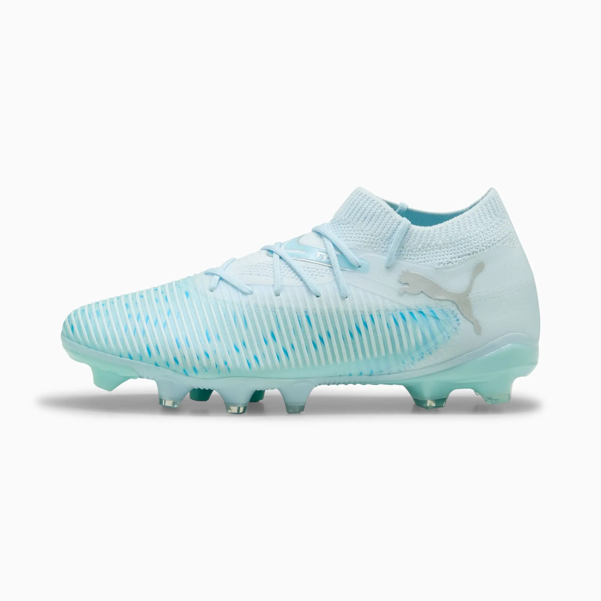 PUMA Future 8 Match Light Up FG/AG Football Boots Women, Icy Blue/Light Aqua/White