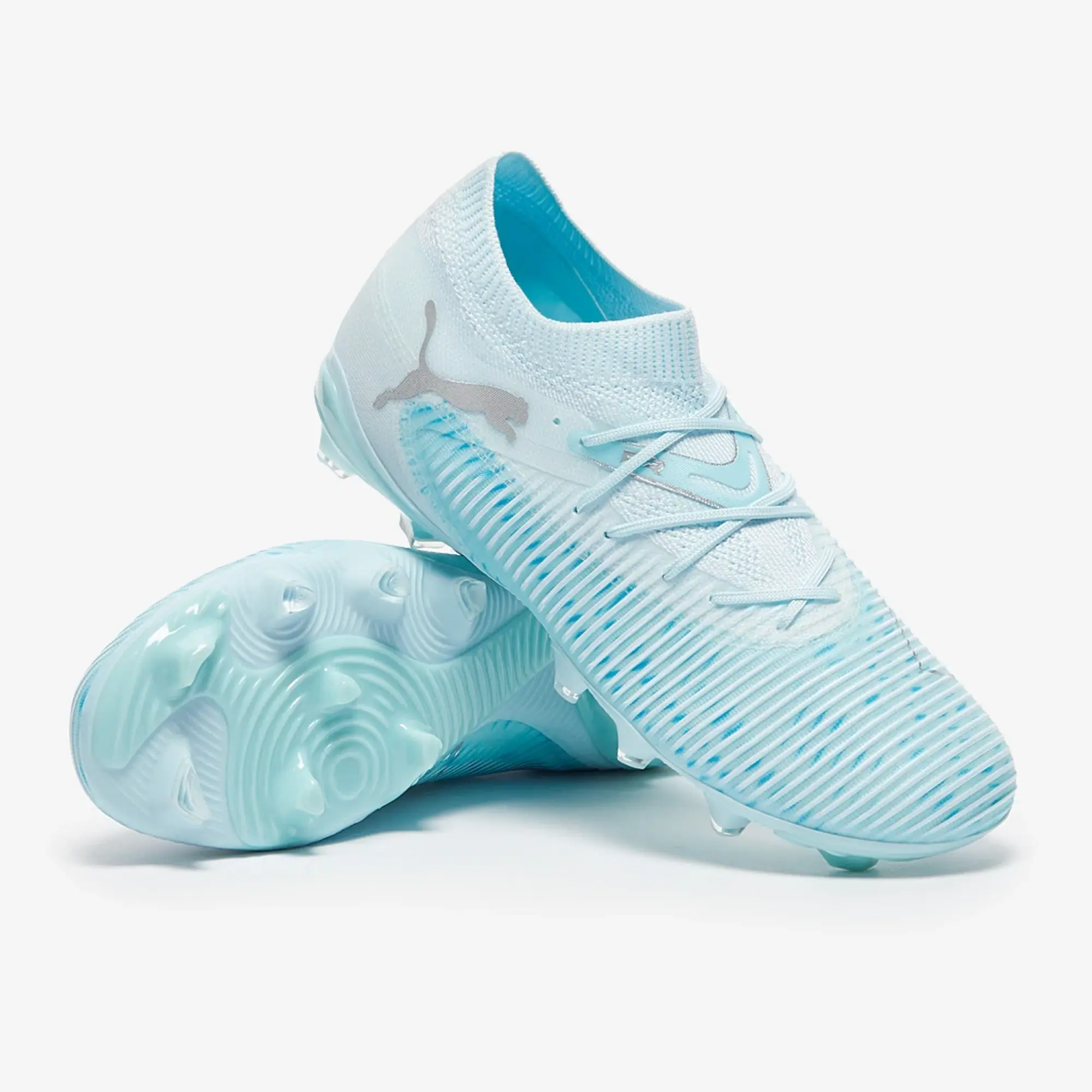 PUMA Future 8 Match Light Up FG/AG Football Boots Women, Icy Blue/Light Aqua/White