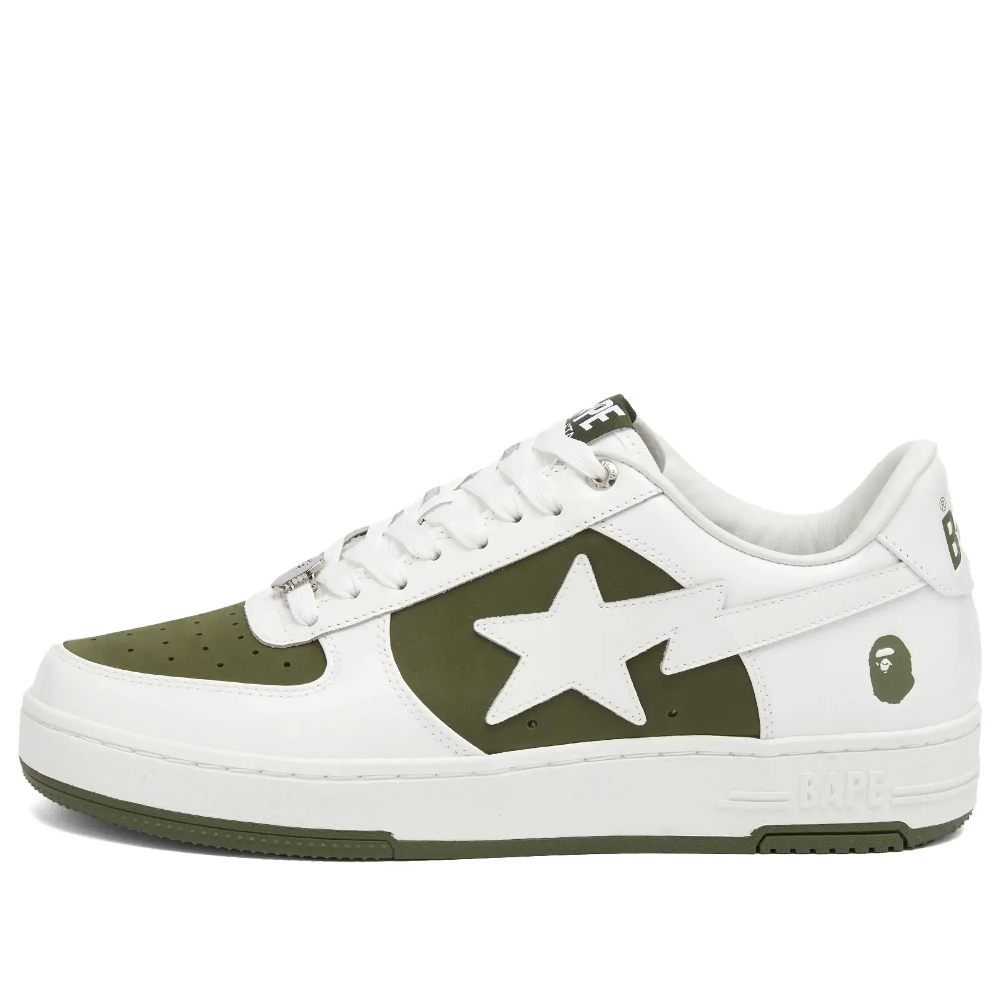 A Bathing Ape Men's Negative Bape Sta Sneaker White/Olive