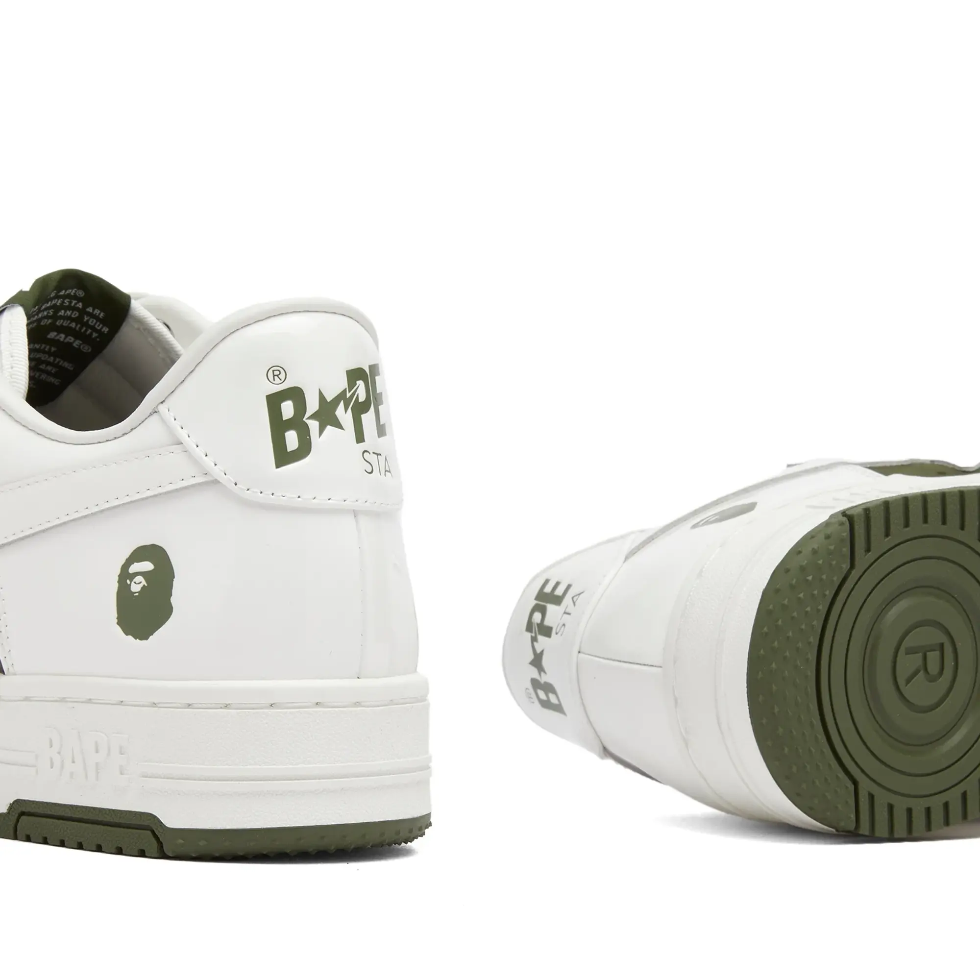A Bathing Ape Men's Negative Bape Sta Sneaker White/Olive