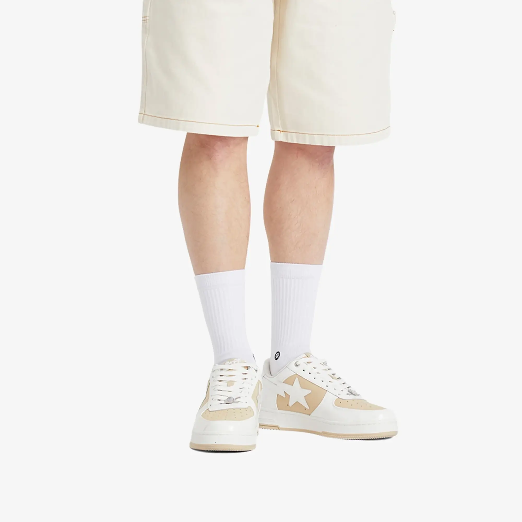 A Bathing Ape Men's Negative Bape Sta Sneaker Beige/Olive