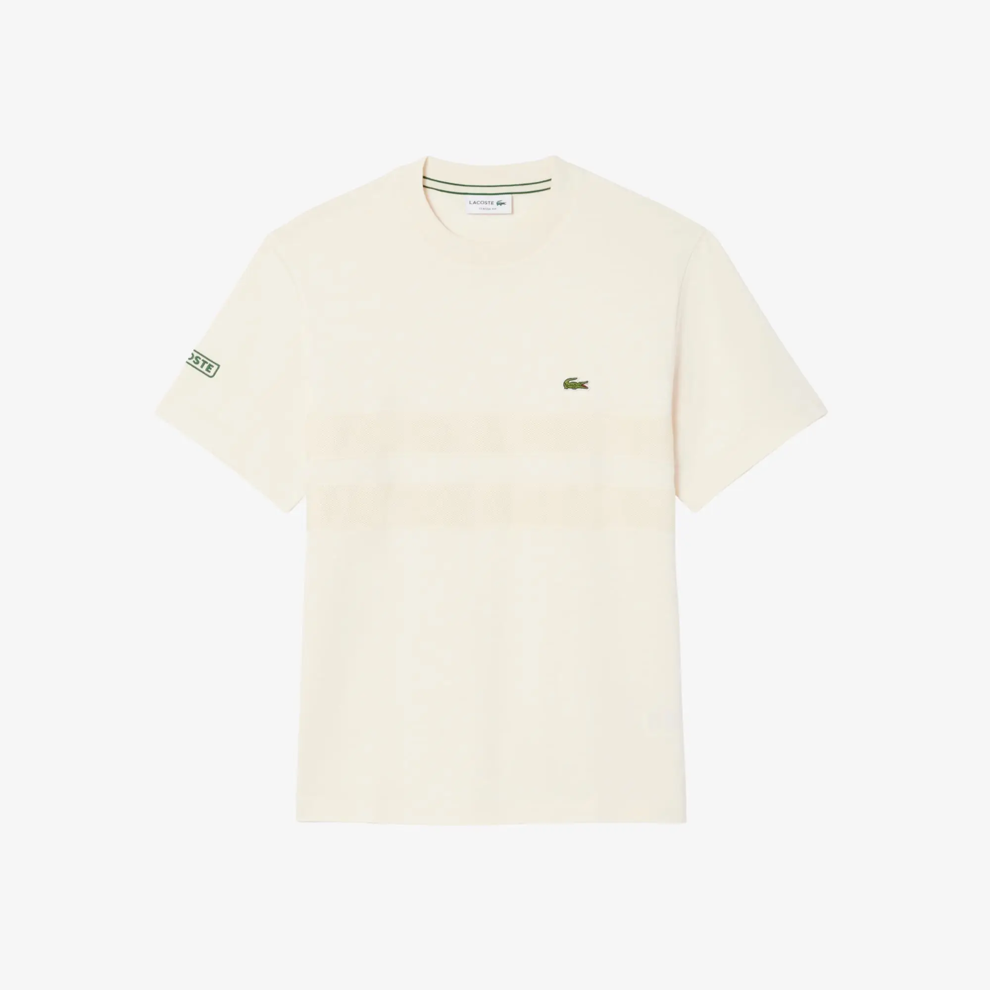 Lacoste Heavy Jersey Mesh Band T-shirt - Ecru White