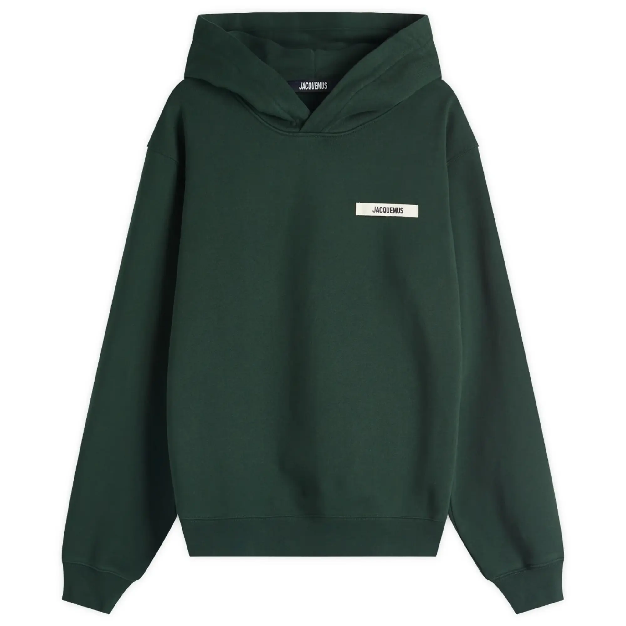 Jacquemus Men's Grosgrain Patch Logo Hoodie Dark Green 2