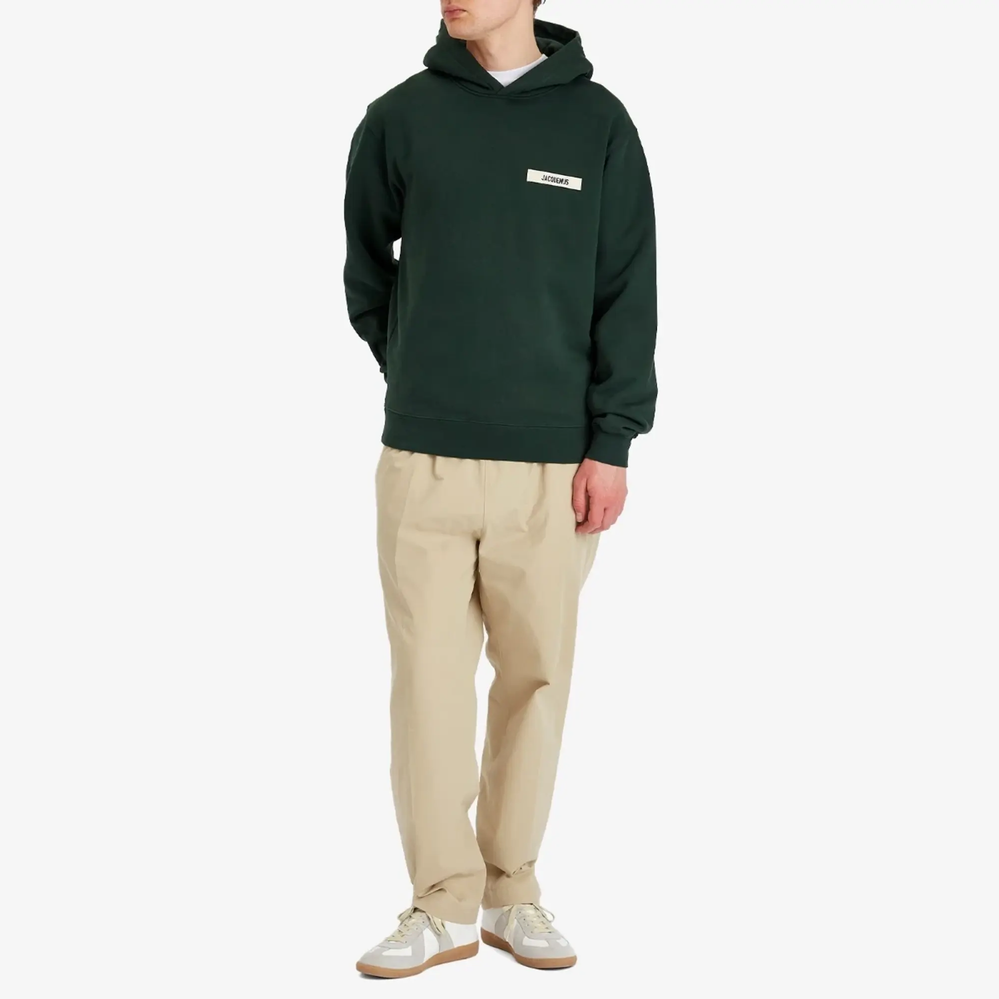 Jacquemus Men's Grosgrain Patch Logo Hoodie Dark Green 2
