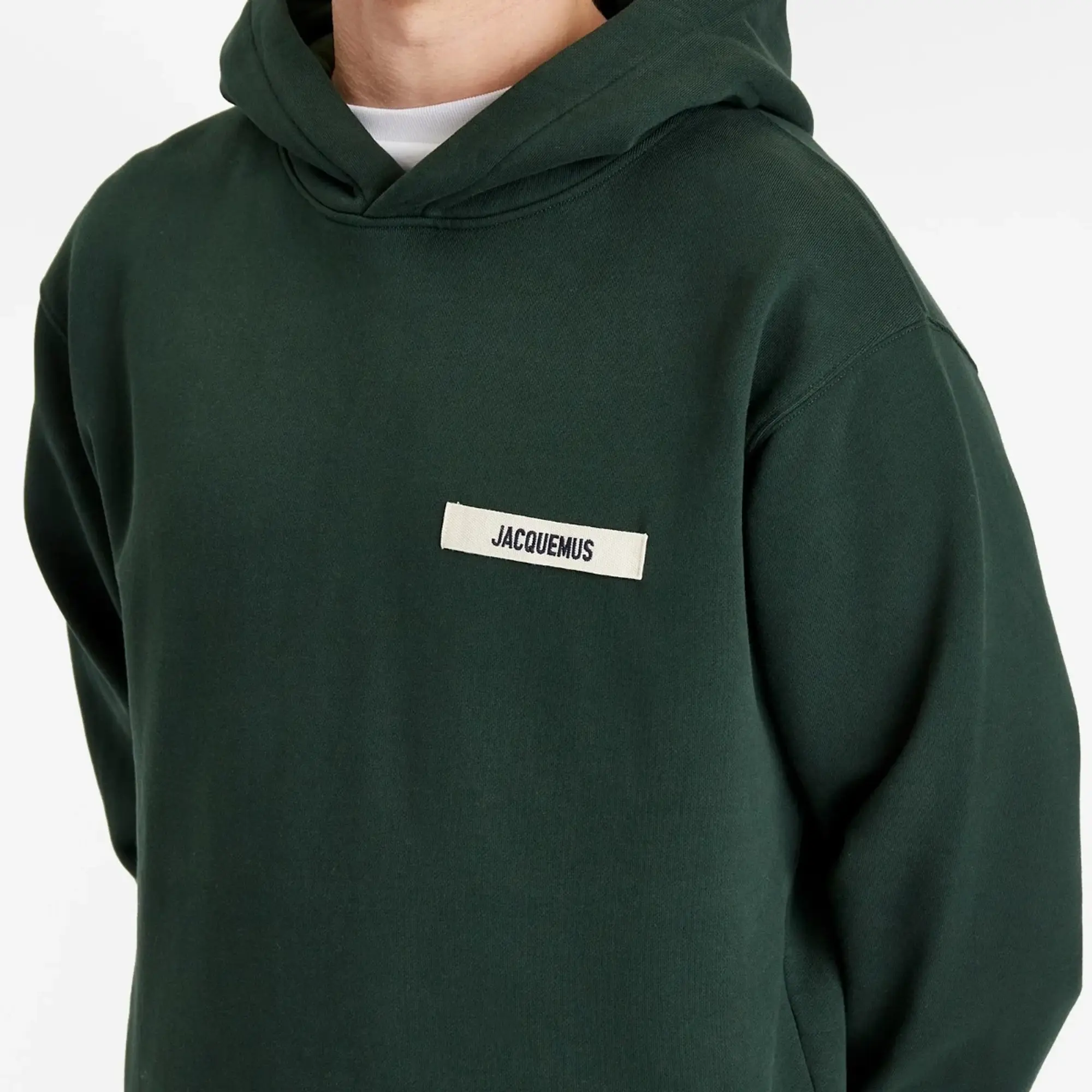 Jacquemus Men's Grosgrain Patch Logo Hoodie Dark Green 2