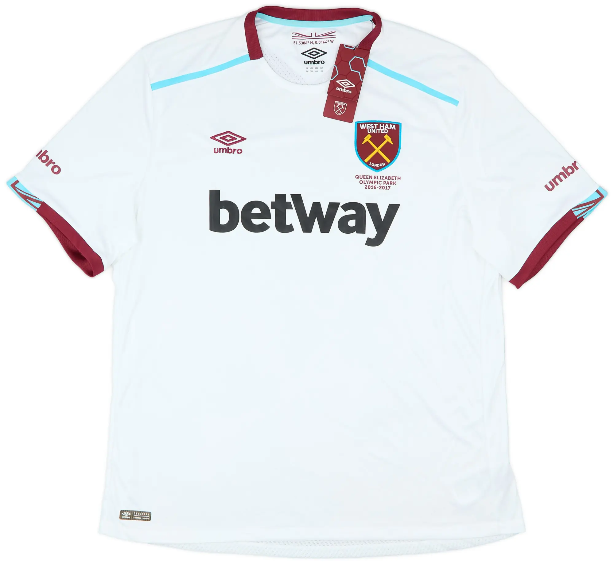 Umbro 2016-17 West Ham Away Shirt Noble #16 (3XL)