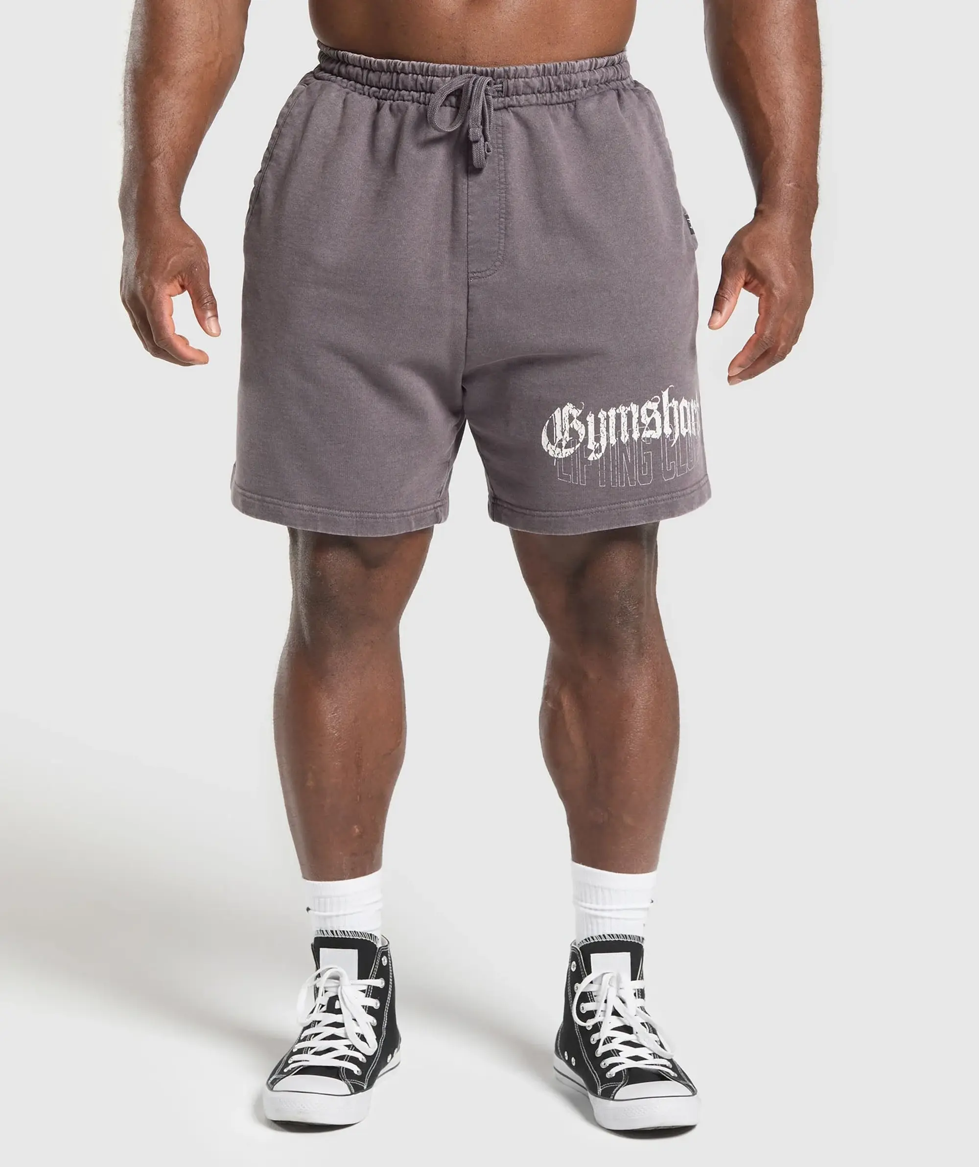 Gymshark Distressed Graphic 7 Shorts - Brushed Purple Acid Wash