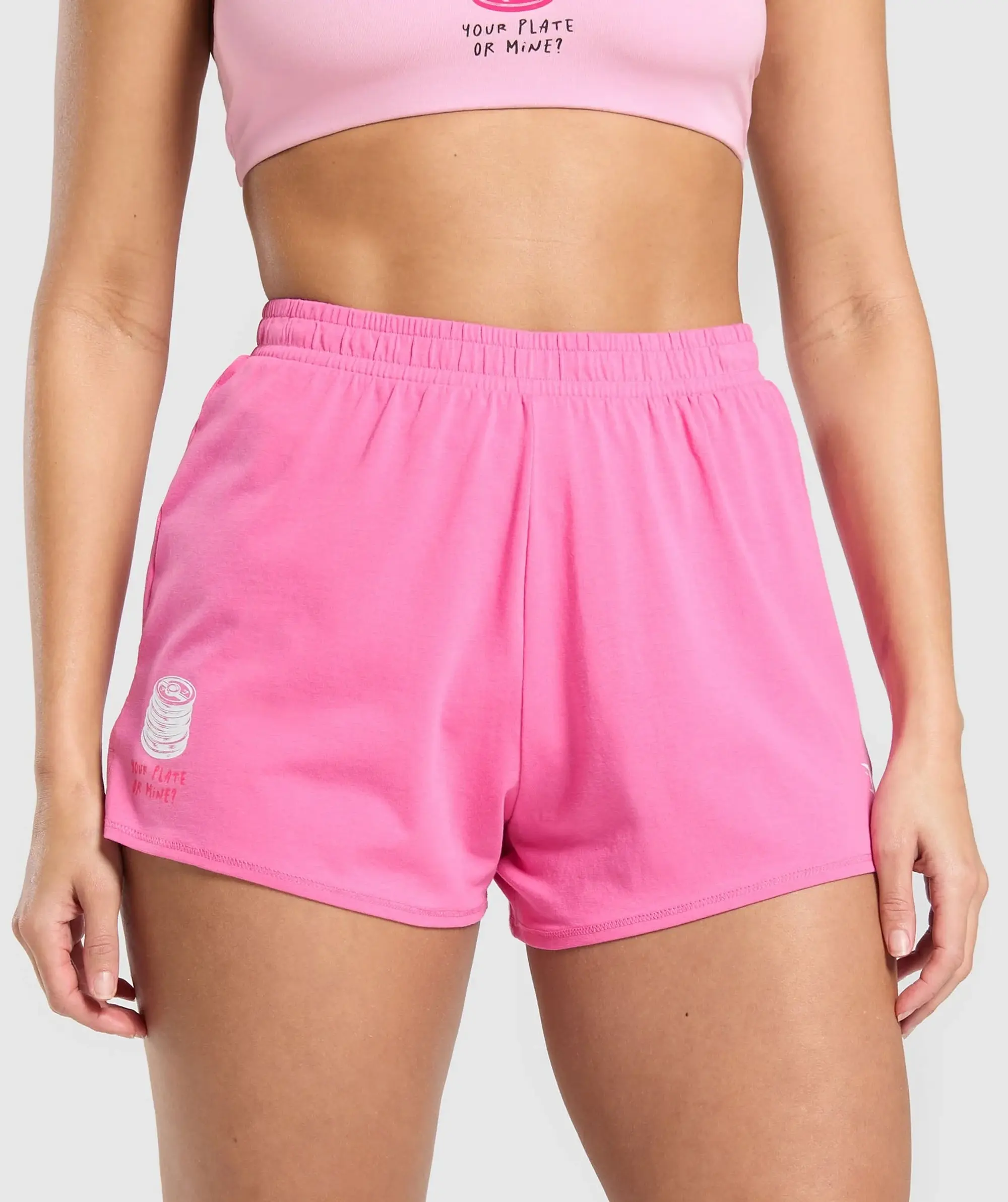 Gymshark Your Plate or Mine Cotton Shorts - Physical Pink