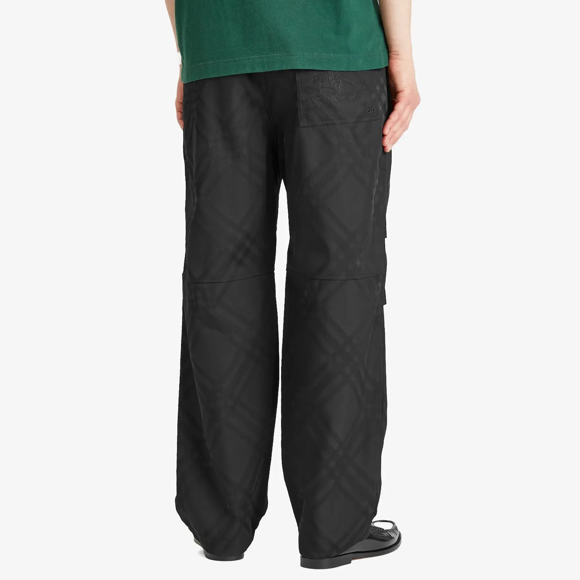Burberry Men's Bias Check Nylon Cargo Trousers Black Ip Check