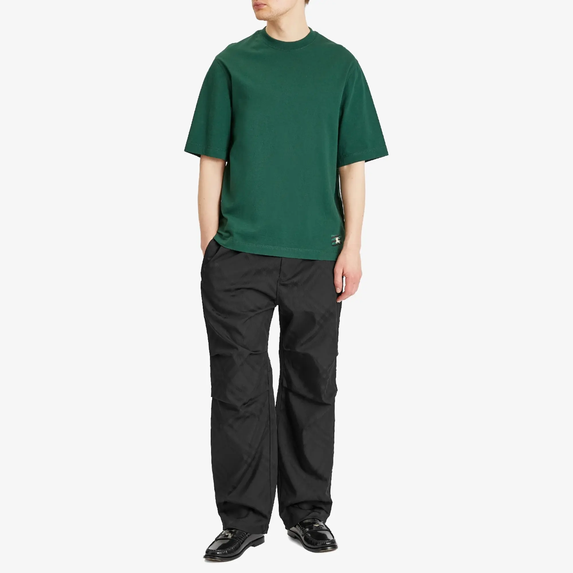 Burberry Men's Bias Check Nylon Cargo Trousers Black Ip Check