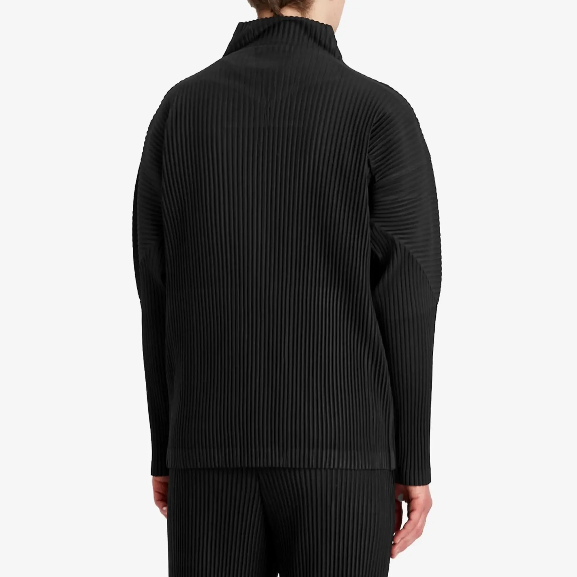 Homme Plissé Issey Miyake Men's Pleated Zip Track Top Black