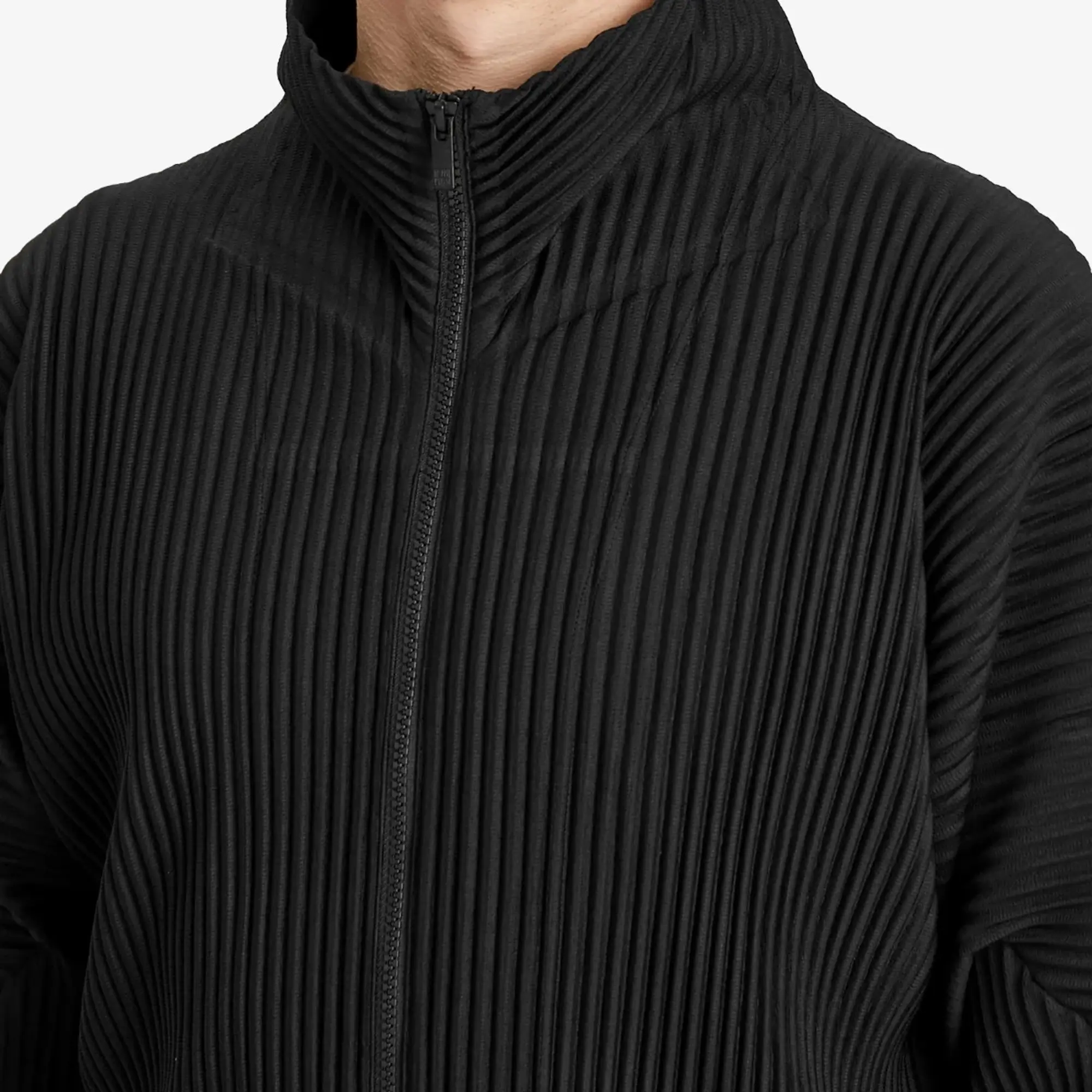 Homme Plissé Issey Miyake Men's Pleated Zip Track Top Black