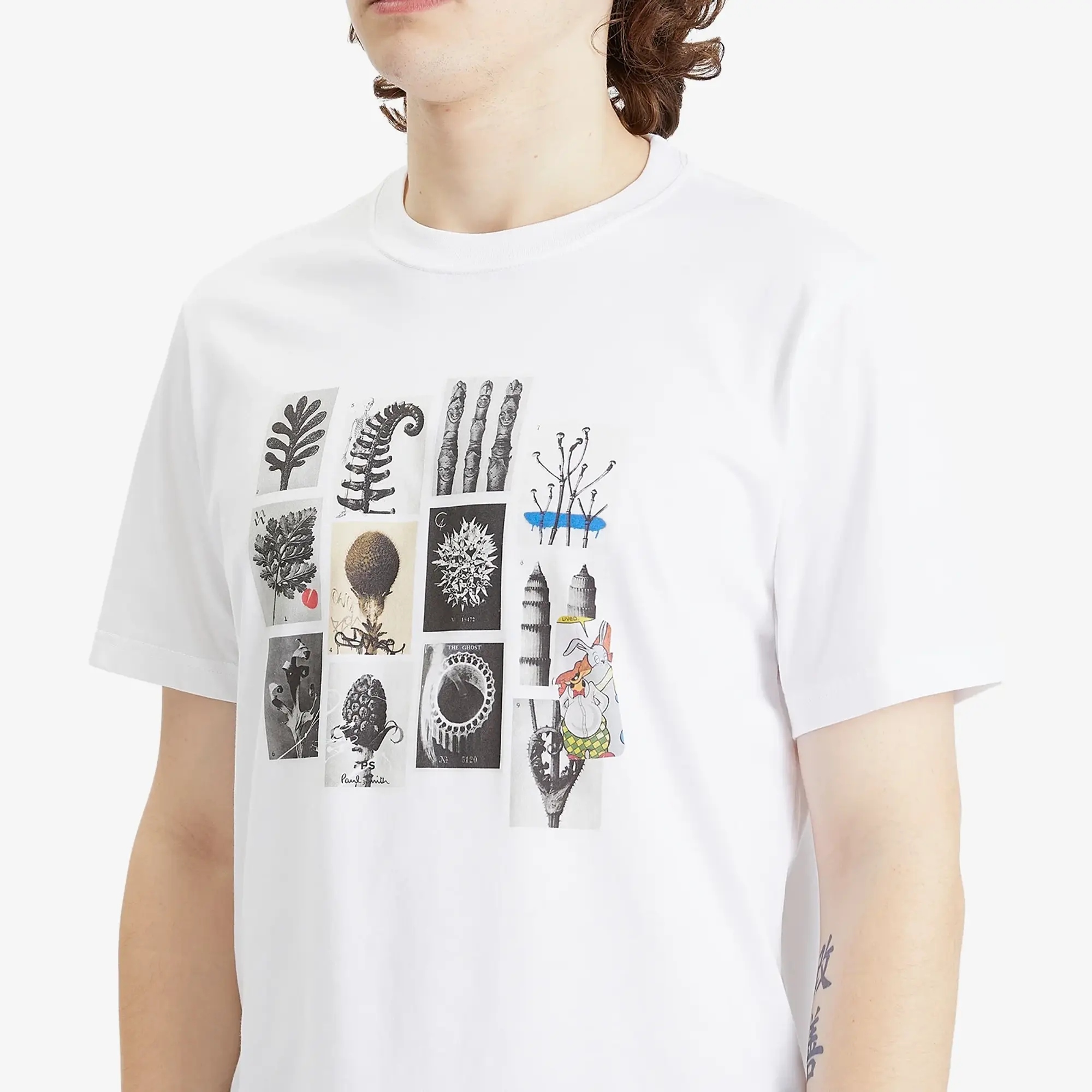 Ps Paul Smith Card Print Logo T-Shirt With Back Print In White