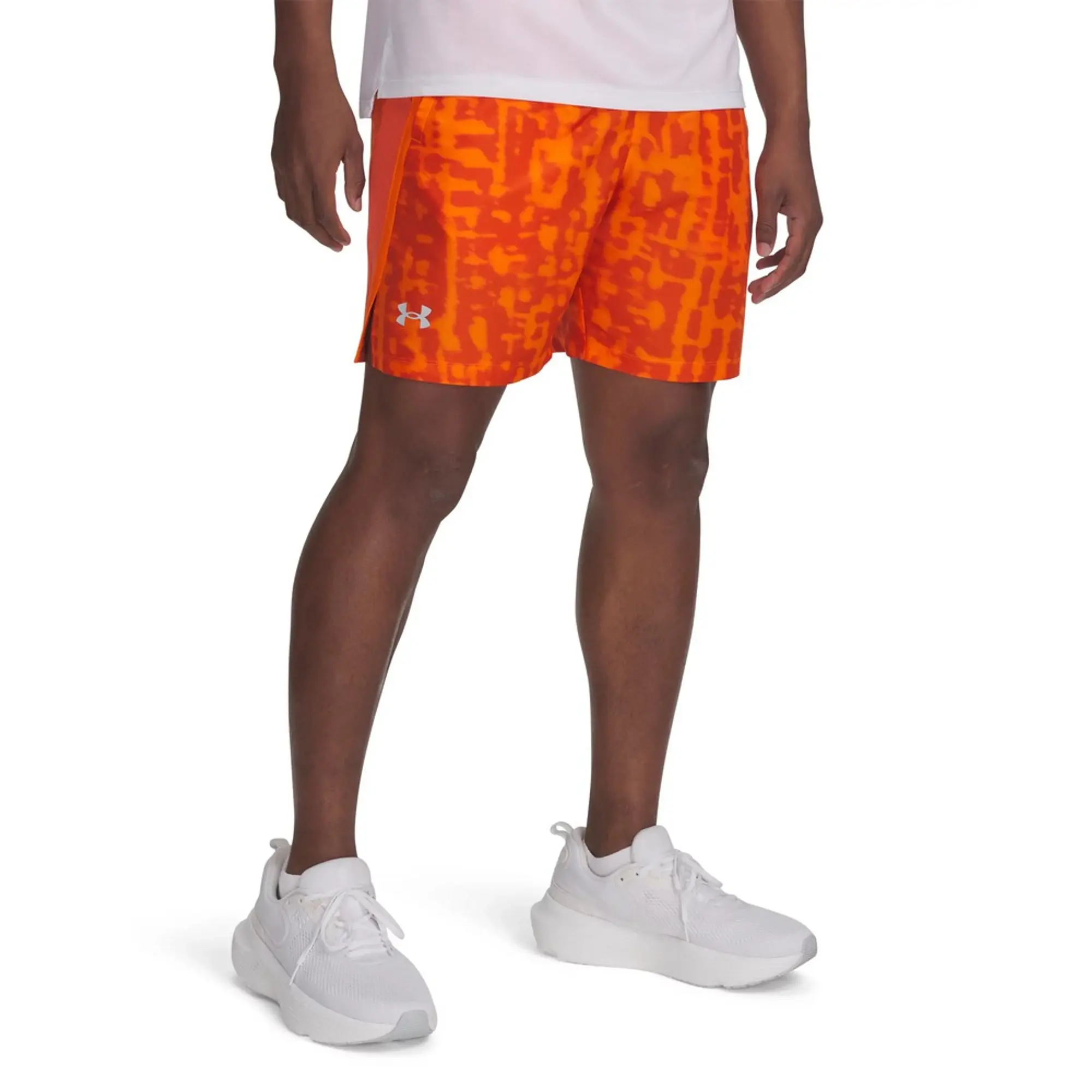 Under Armour Launch All Over Print Shorts - Orange - Mens