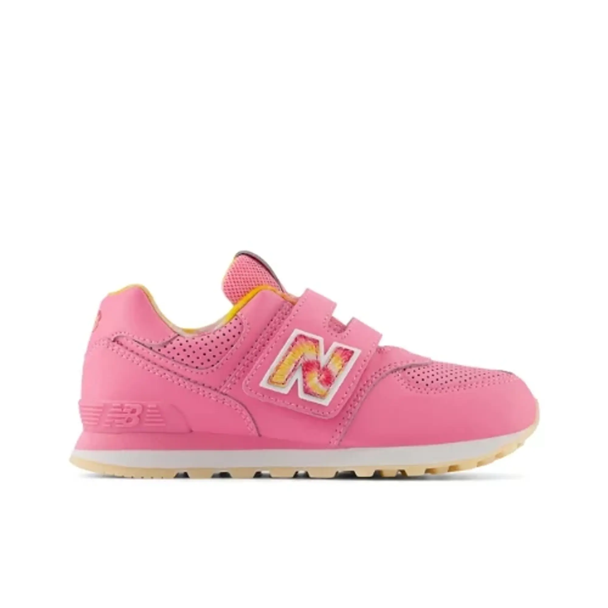 New Balance Kids' 574 HOOK & LOOP in Pink/Orange Synthetic