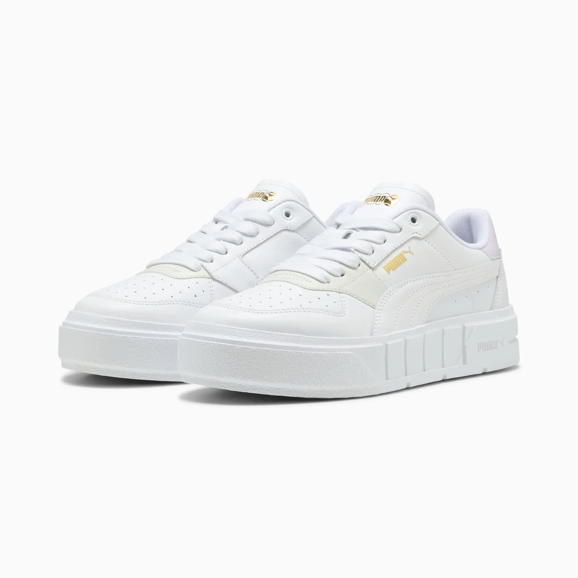 PUMA Women's Cali Court Leather Trainers - White/Lilac Frost -  Size: UK 8