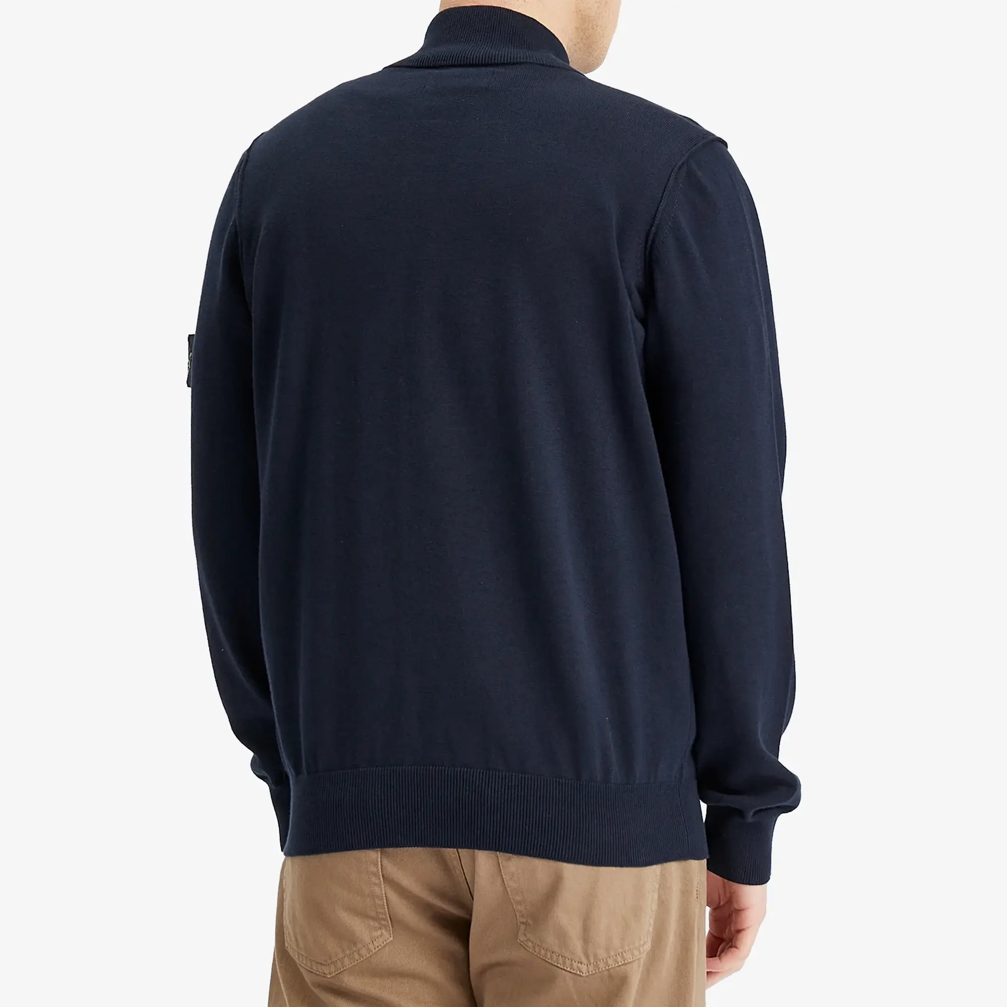 Stone Island Men's Organic Soft Cotton Half Zip Knit Navy Blue
