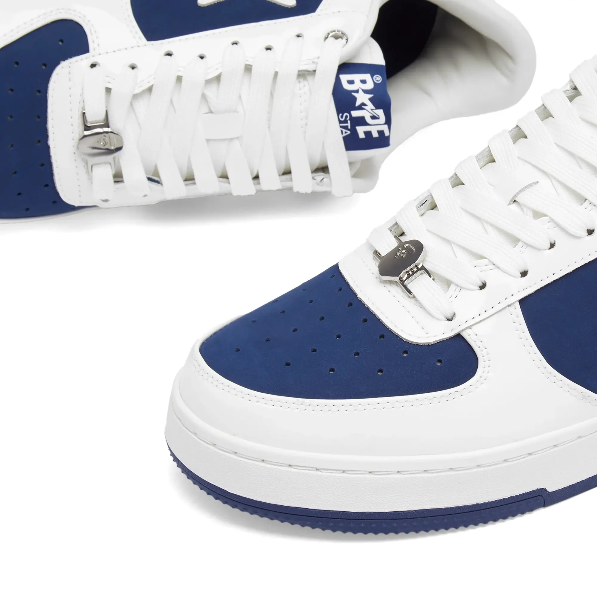 A Bathing Ape Men's Negative Bape Sta Sneaker White/Navy