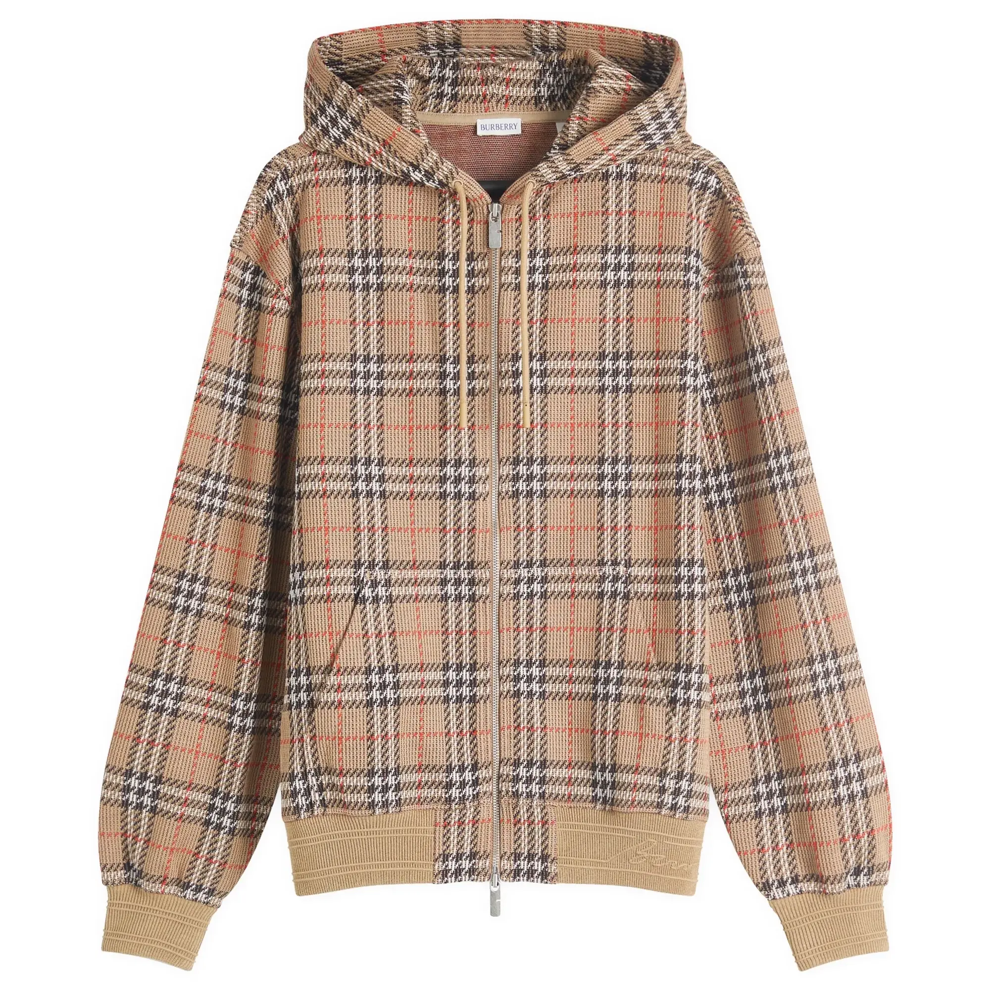 Burberry Men's Check Zip Hoodie Nut Ip Check