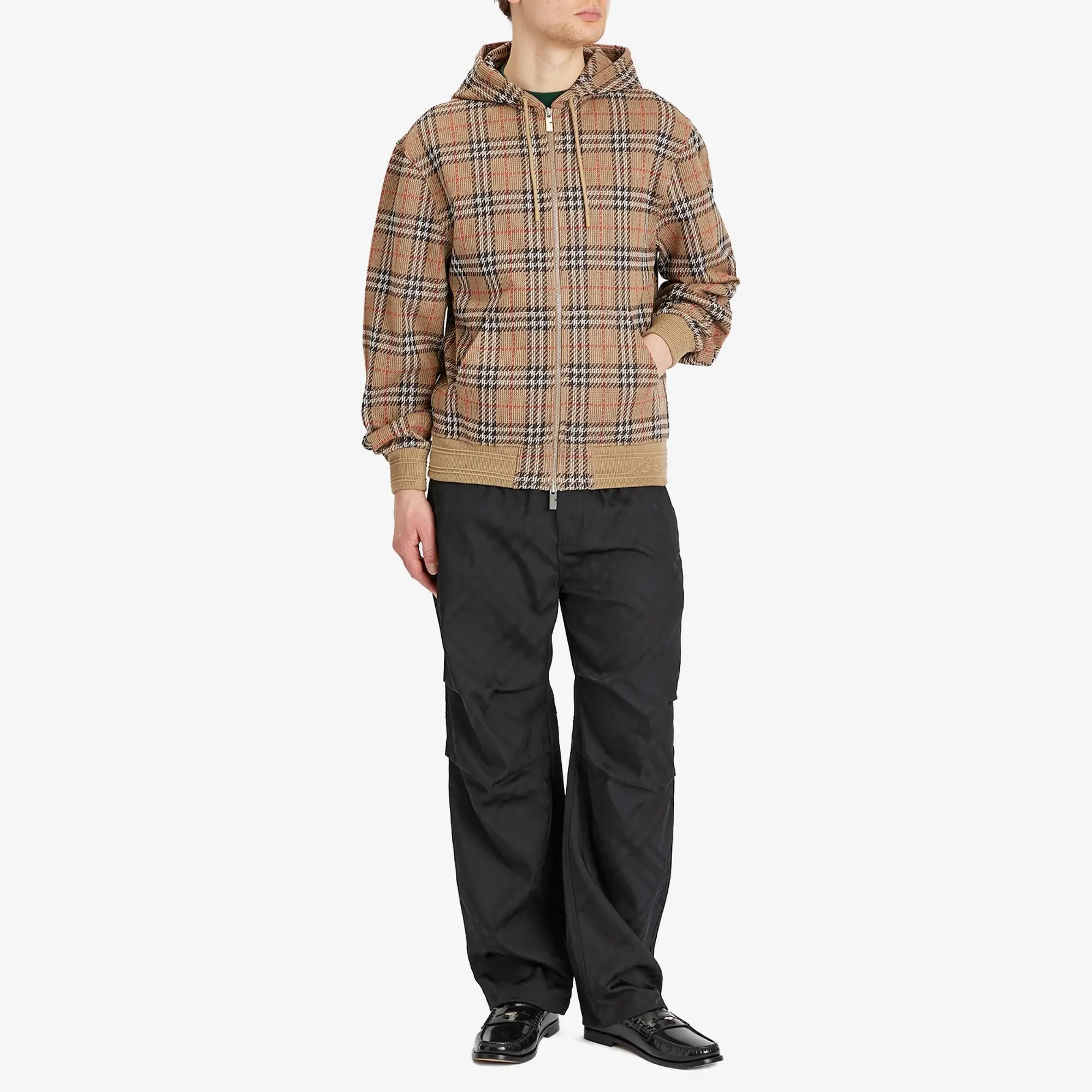 Burberry Men's Check Zip Hoodie Nut Ip Check