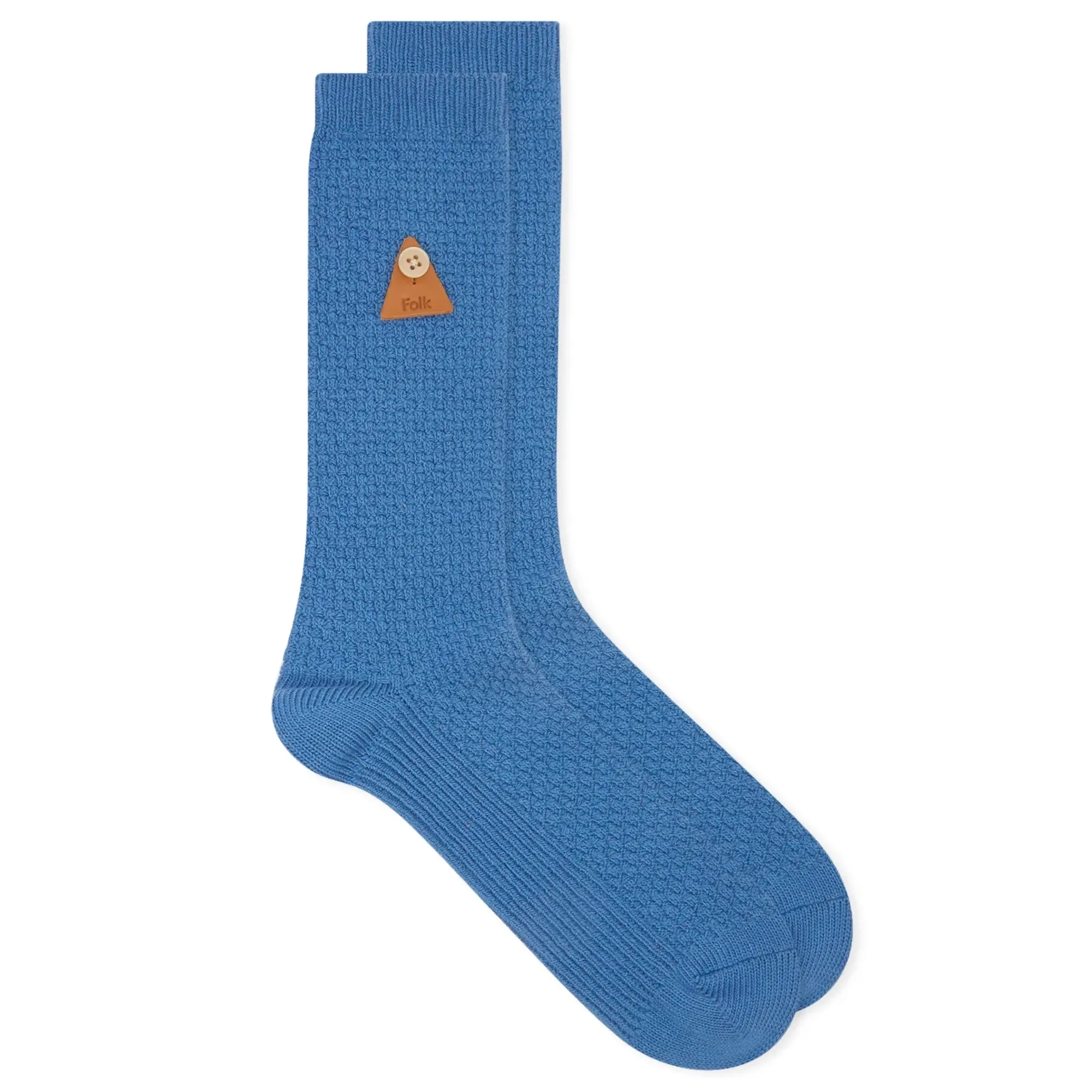 Folk Men's Waffle Socks Soft Blue