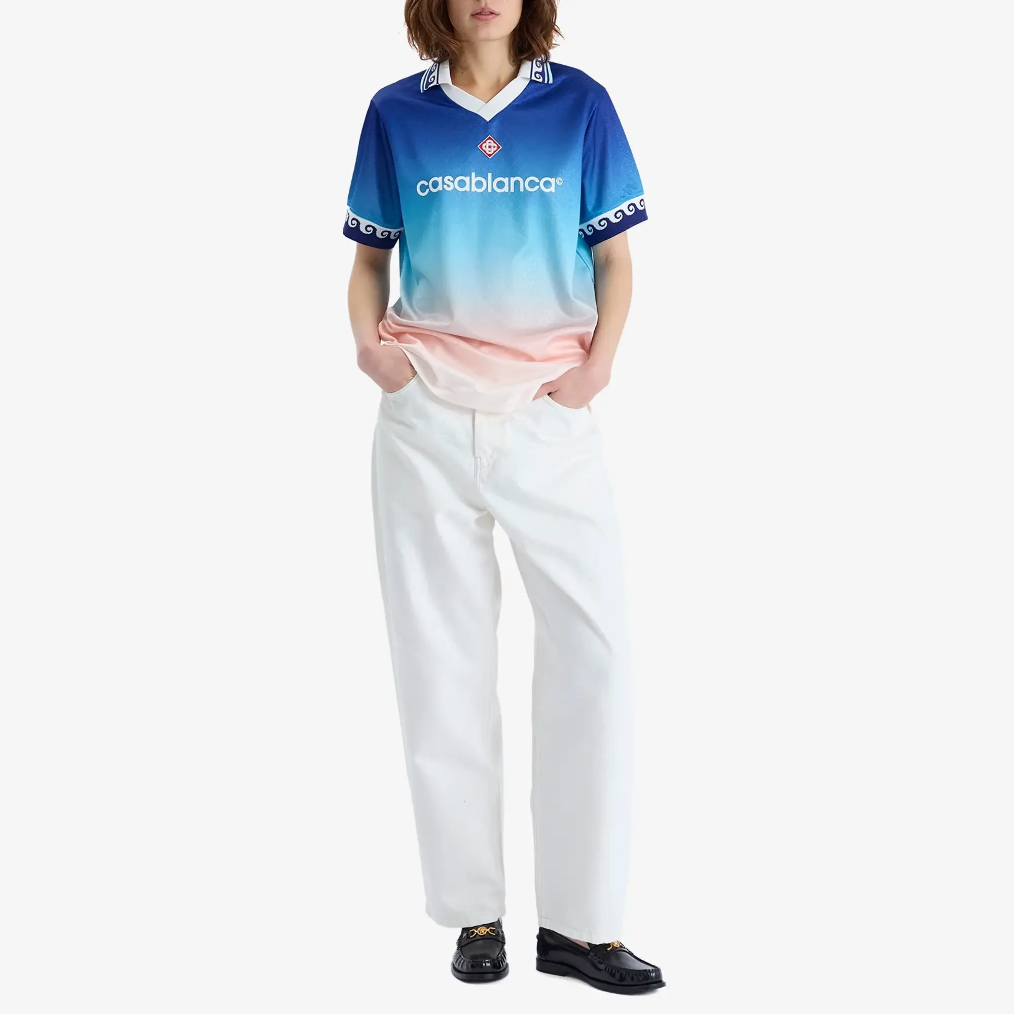 Casablanca Women's Short Sleeve Football Shirt Blue Gradient