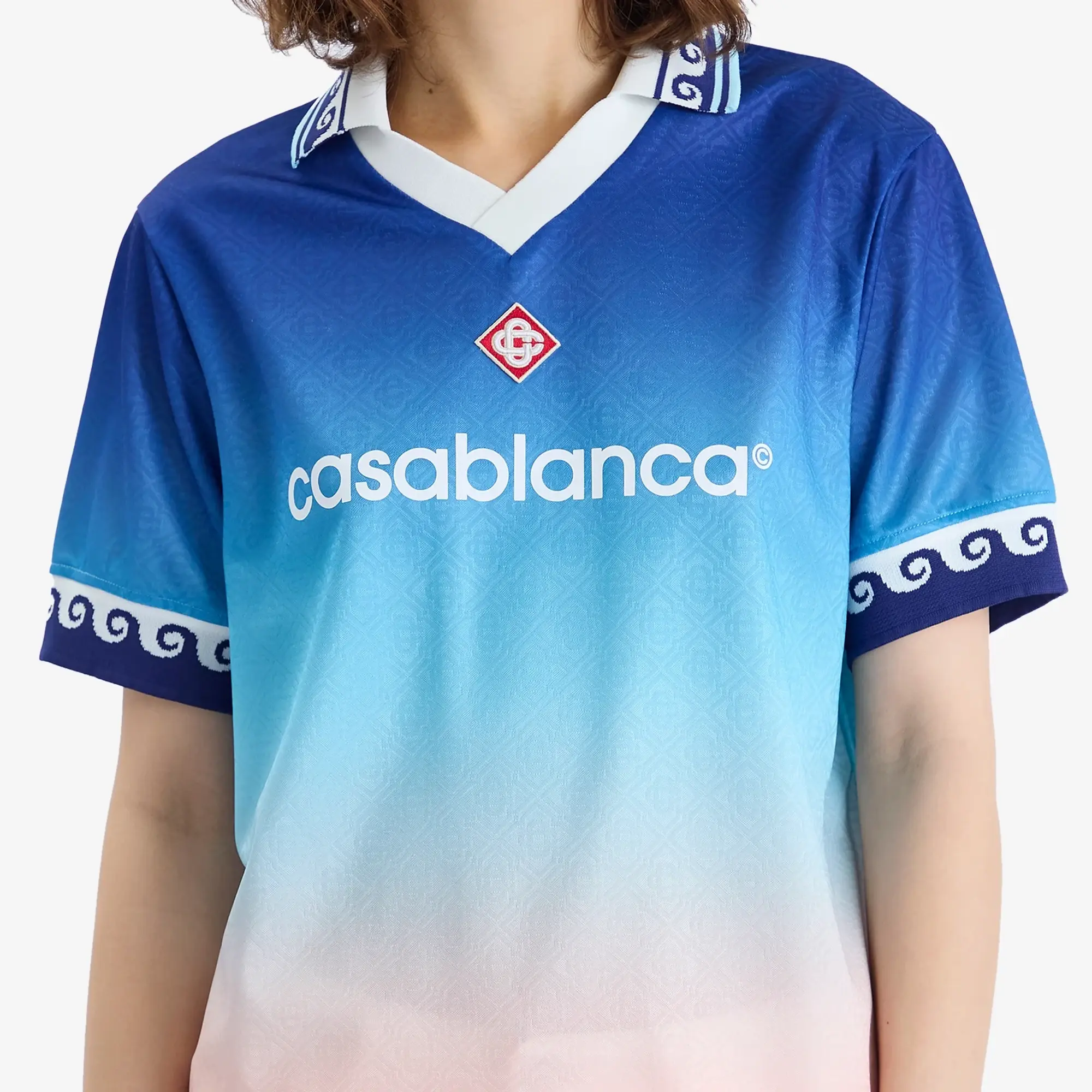 Casablanca Women's Short Sleeve Football Shirt Blue Gradient