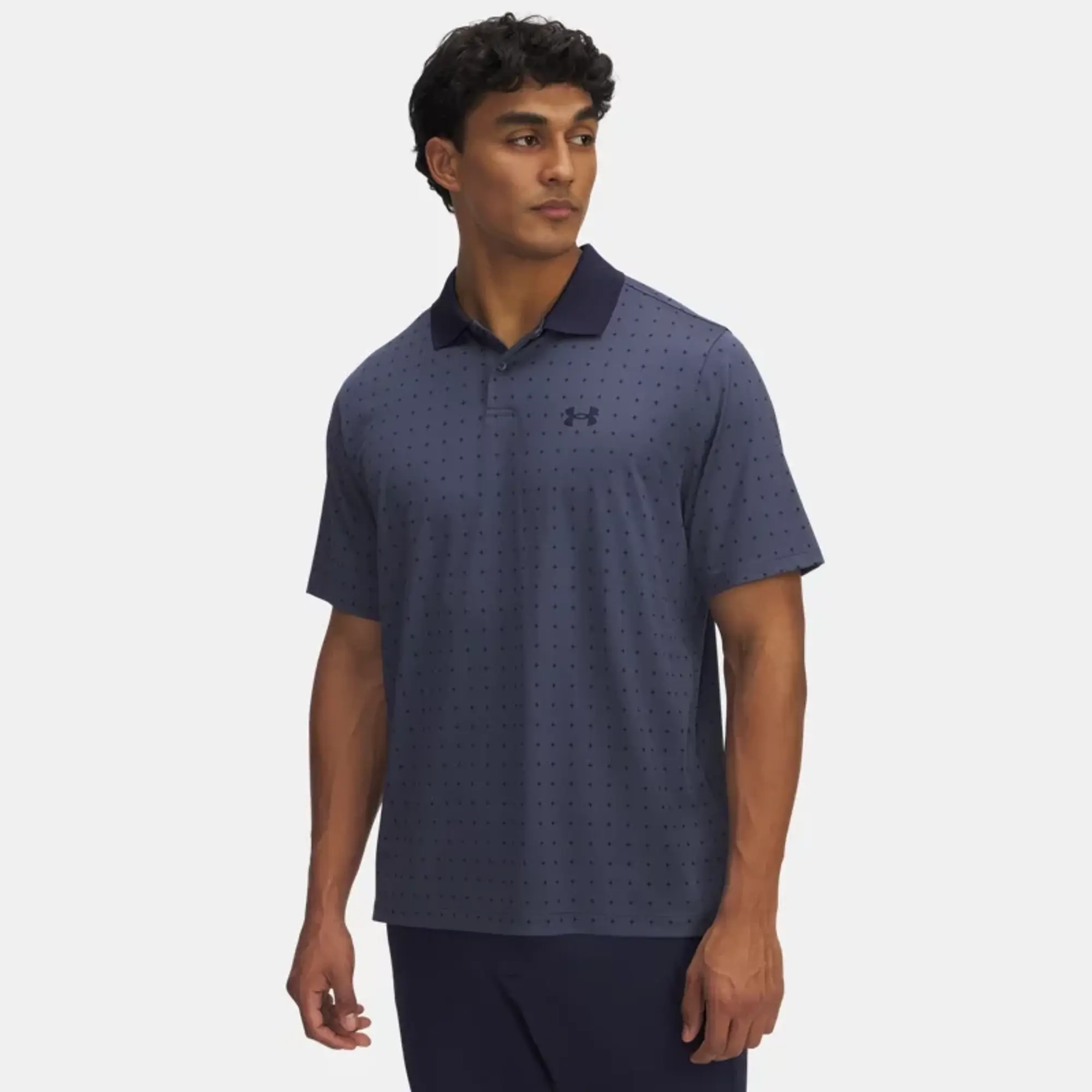 Men's  Under Armour  Matchplay Printed Polo Downpour Gray / Midnight Navy / Midnight Navy XXL