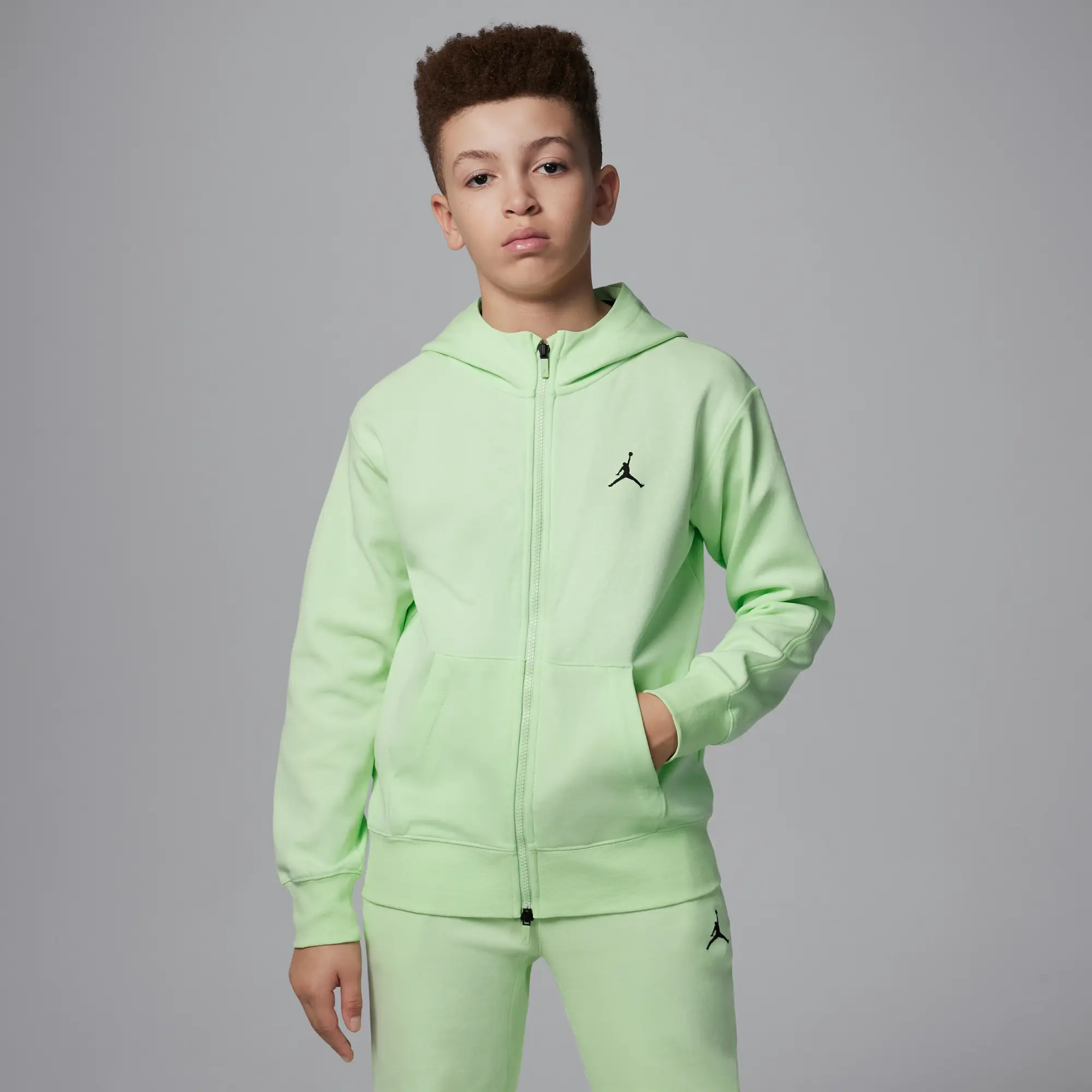 Nike Jordan Dri-FIT MJ Sport Older Kids' Statement Hoop Fleece Full-Zip Hoodie - Green - Cotton